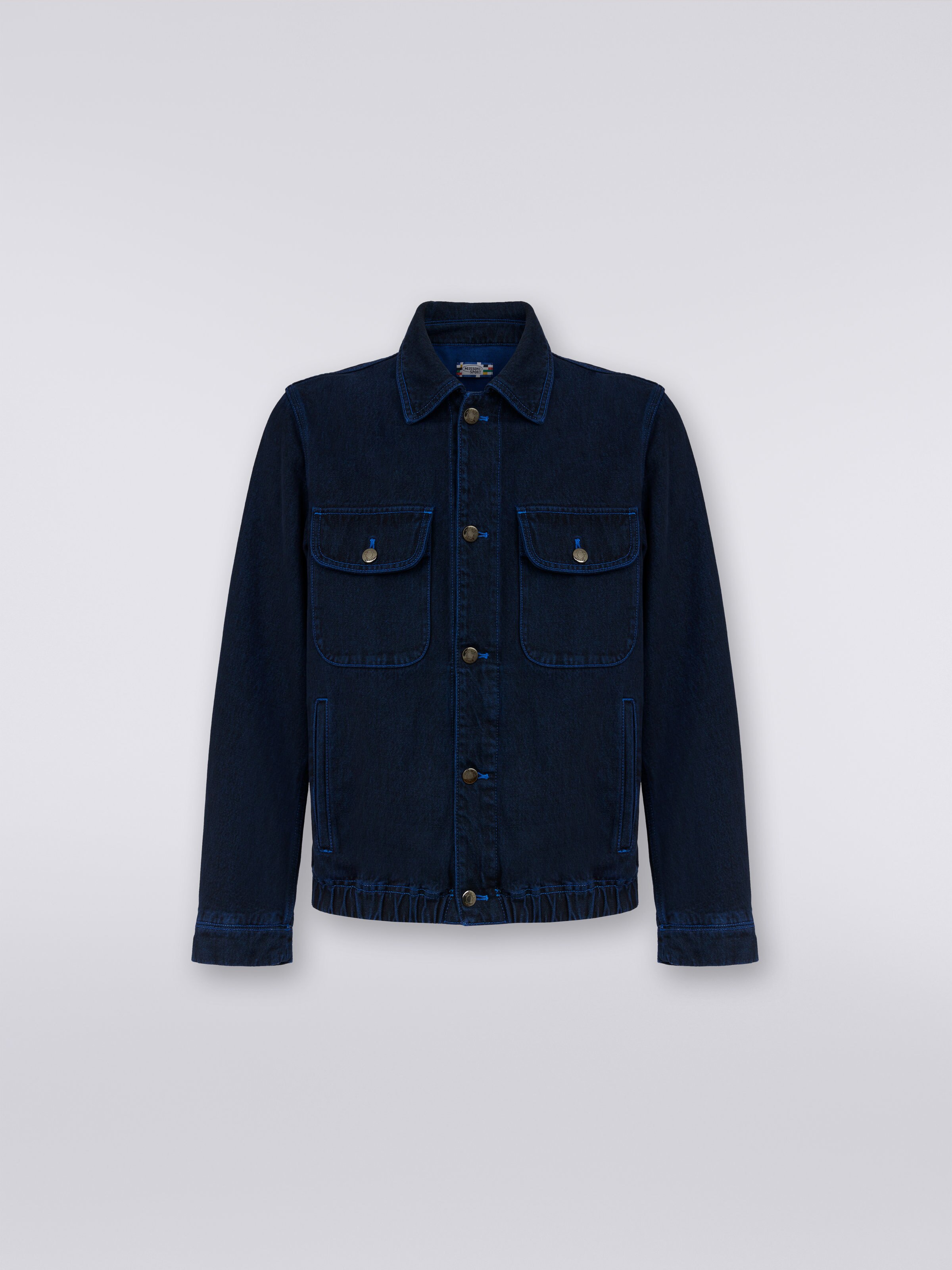 Denim jacket with embroidered logo, Blue - 0