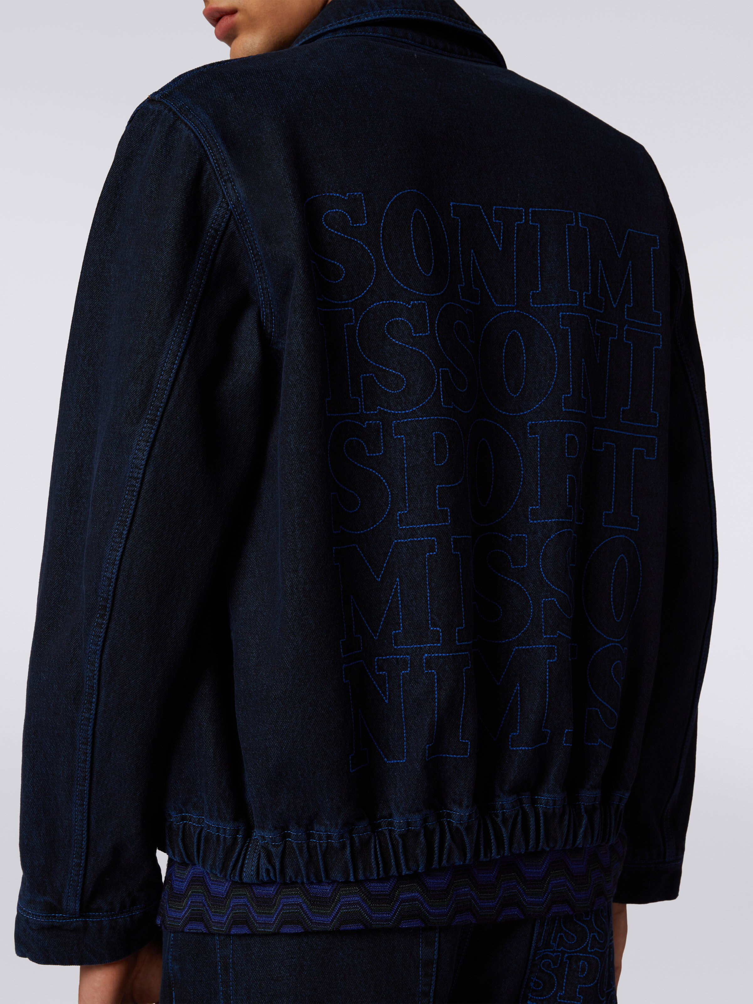 Denim jacket with embroidered logo, Blue - 4