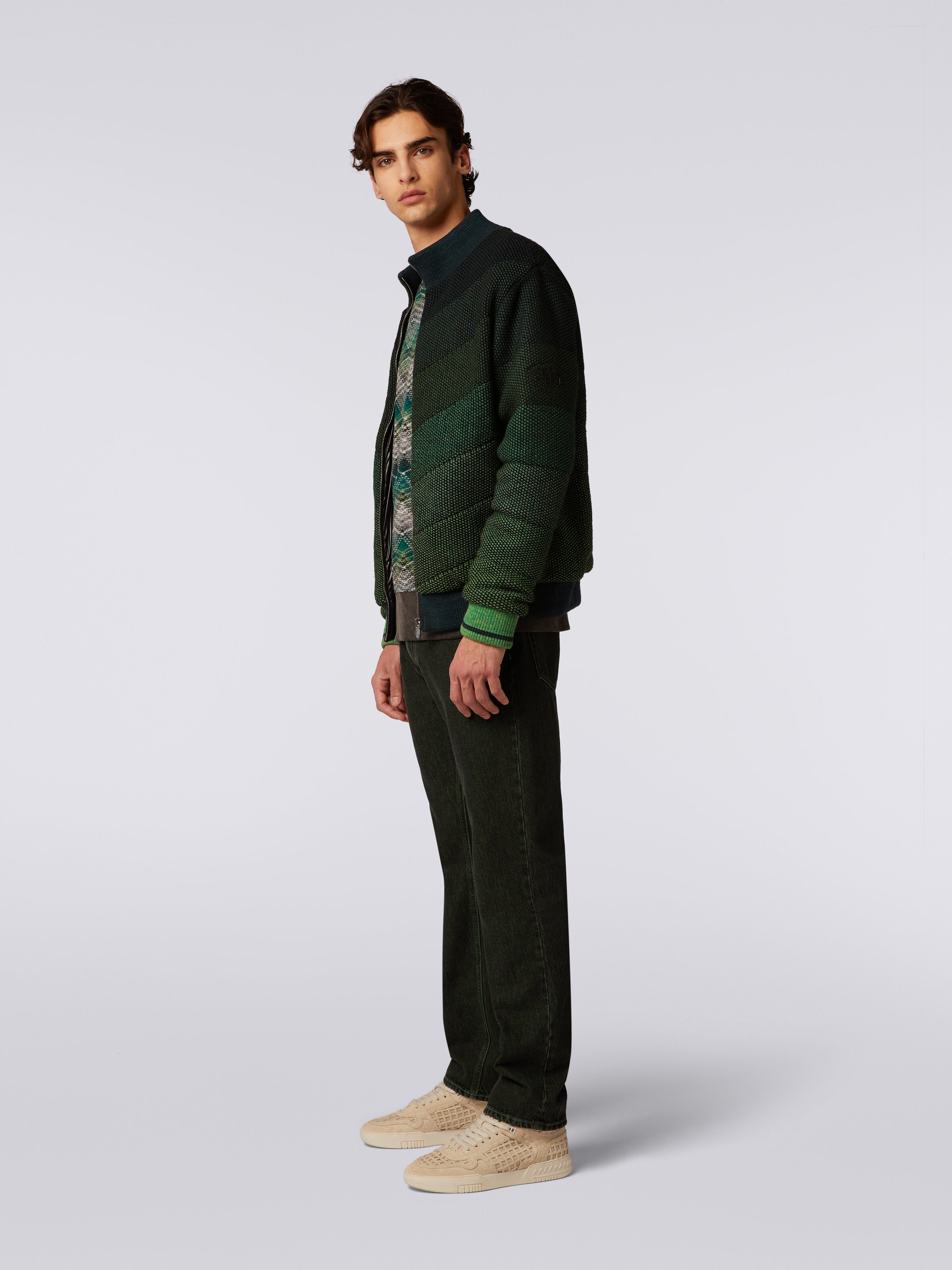 Dégradé padded cotton blend bomber jacket, Green - 2