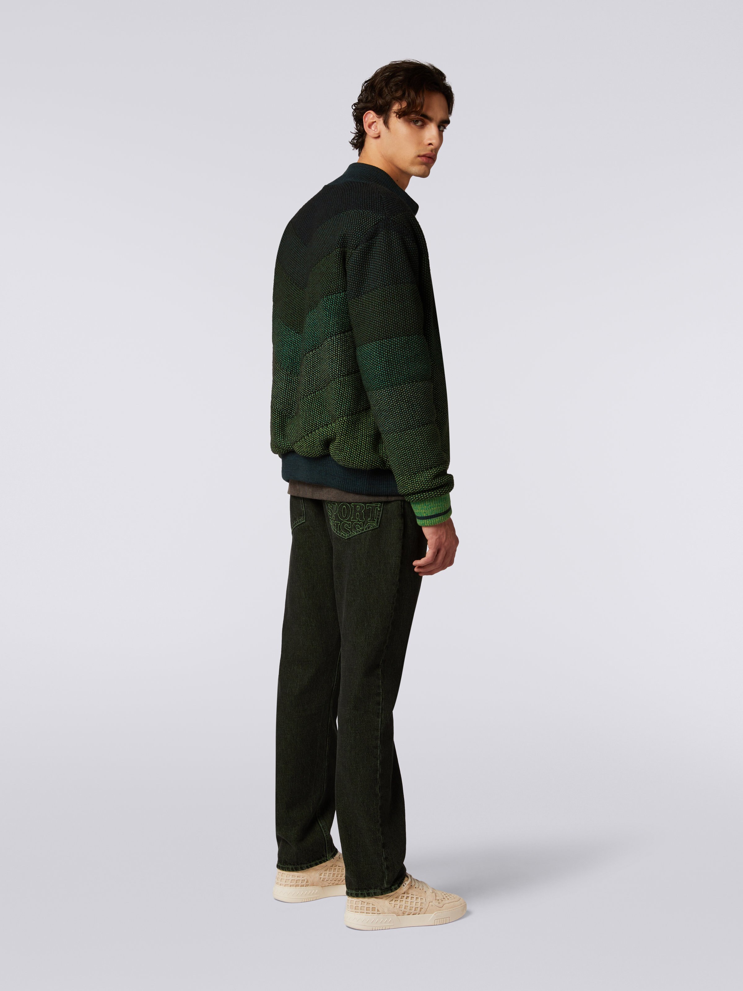 Dégradé padded cotton blend bomber jacket, Green - 3