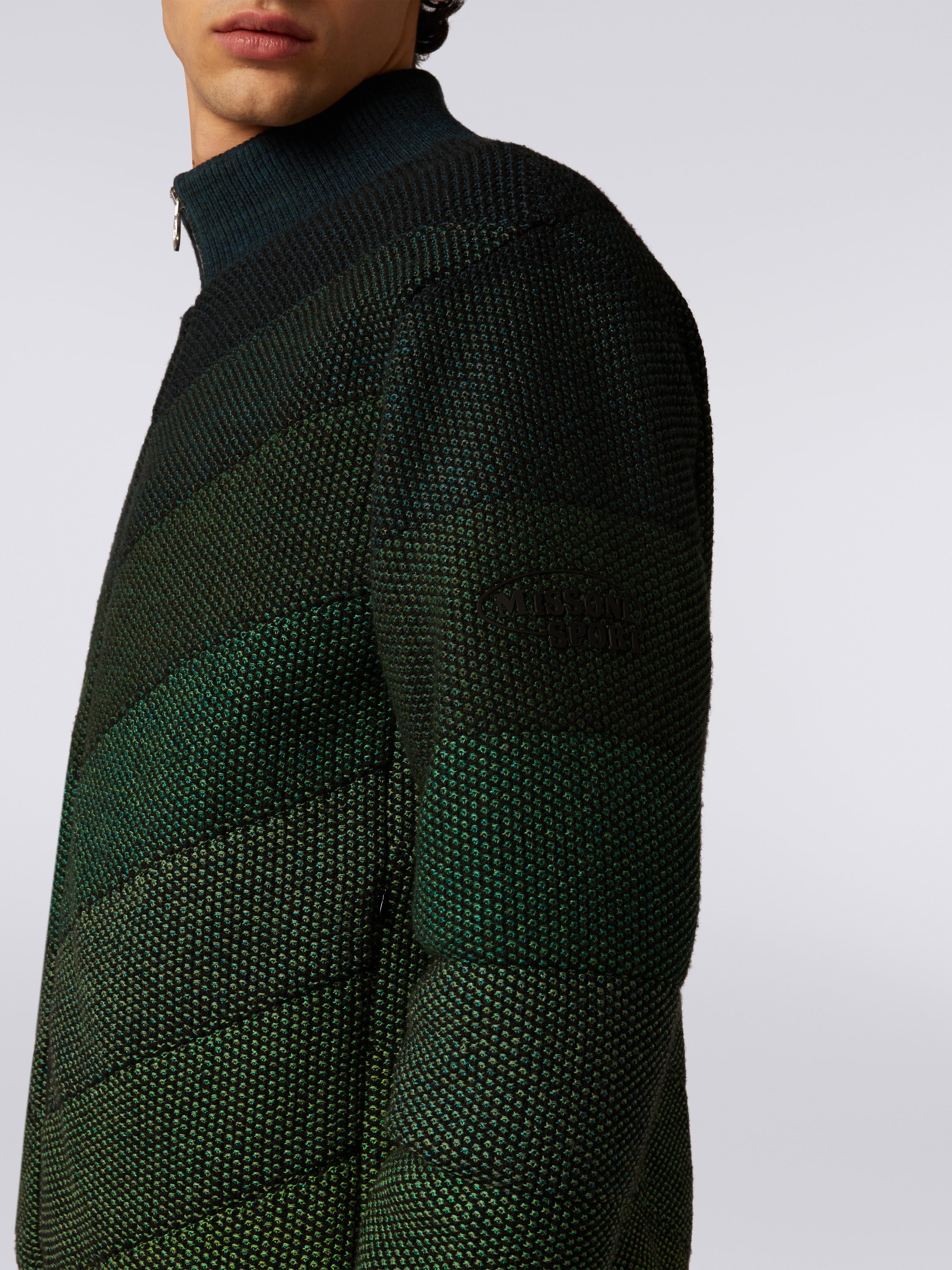Dégradé padded cotton blend bomber jacket, Green - 4