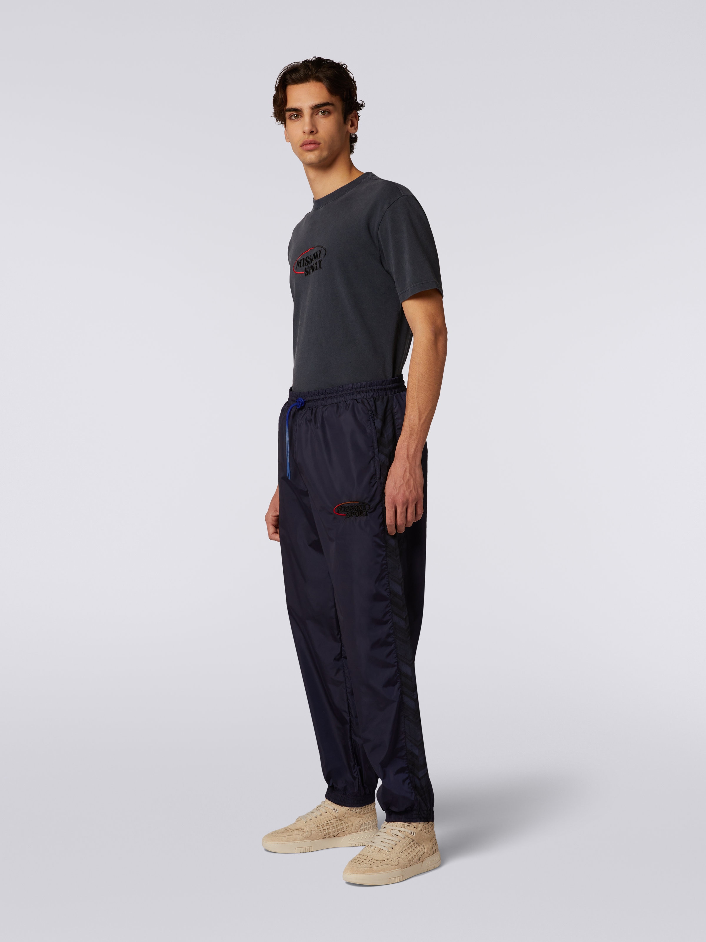 Blue nylon clearance track pants