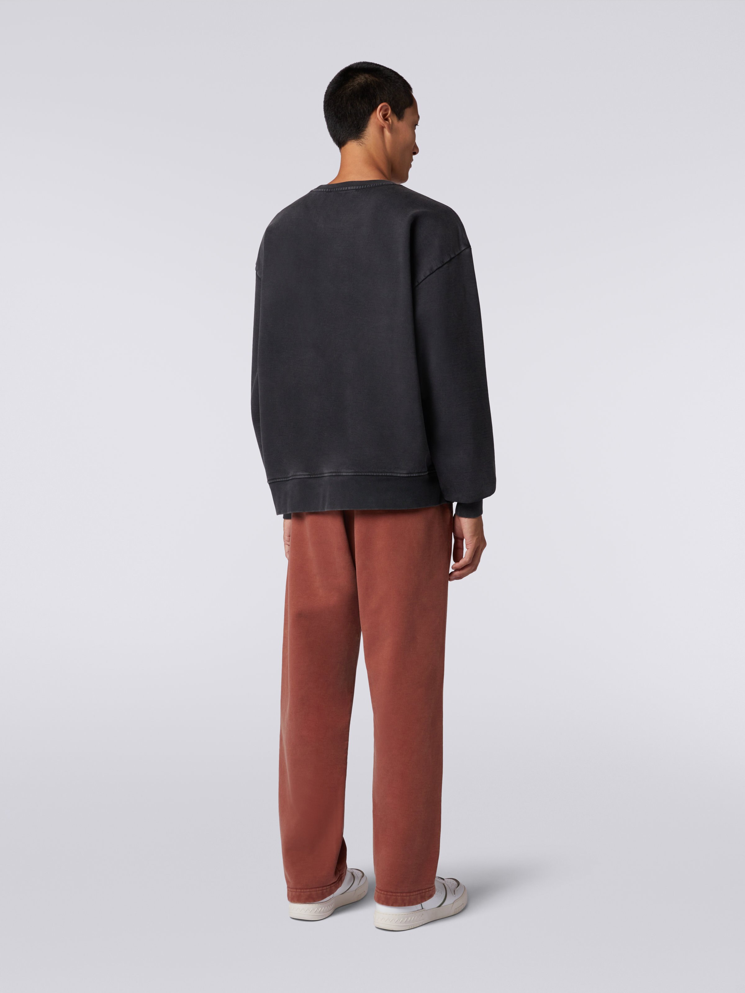Cotton knit trousers with logo, Rust - 3