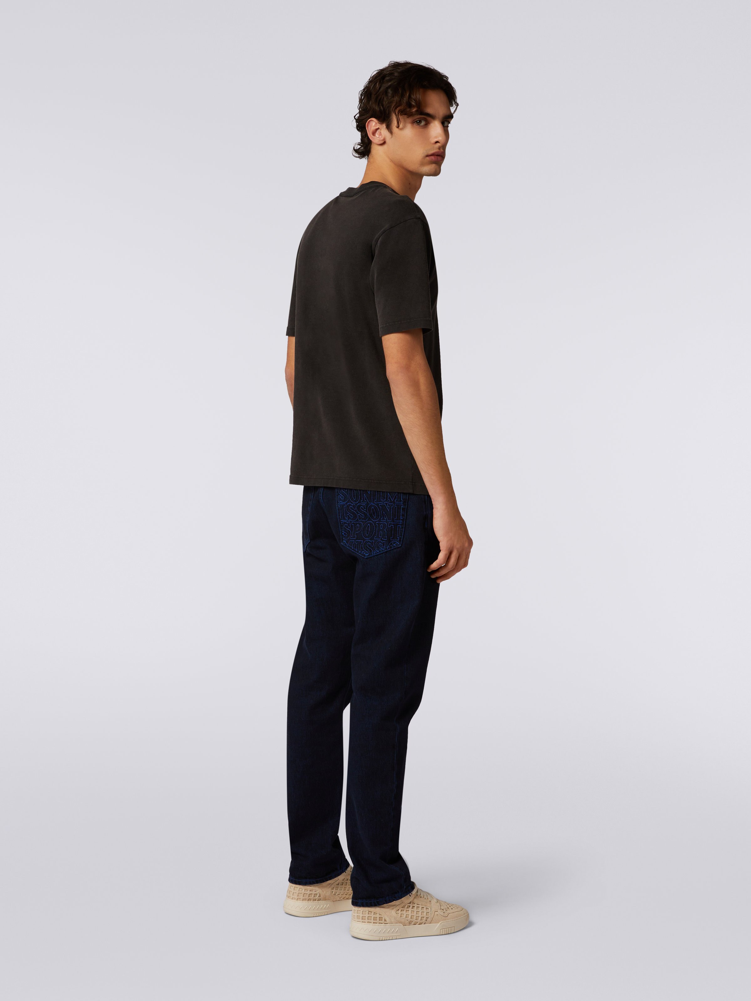 Cotton knit crew-neck T-shirt with logo, Grey - 3