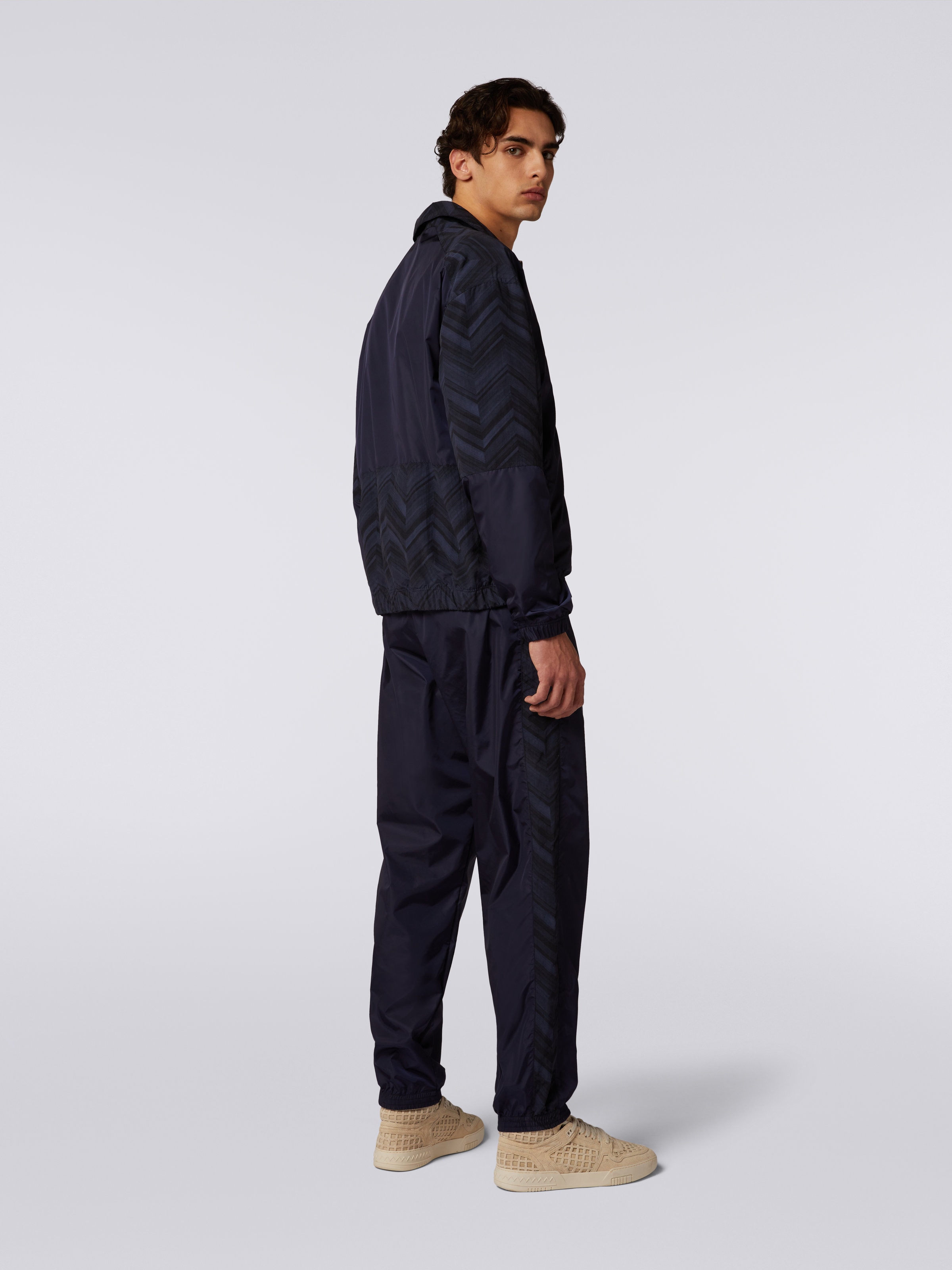 Bomber en nylon avec empiècements à chevrons et logo, Bleu - 3