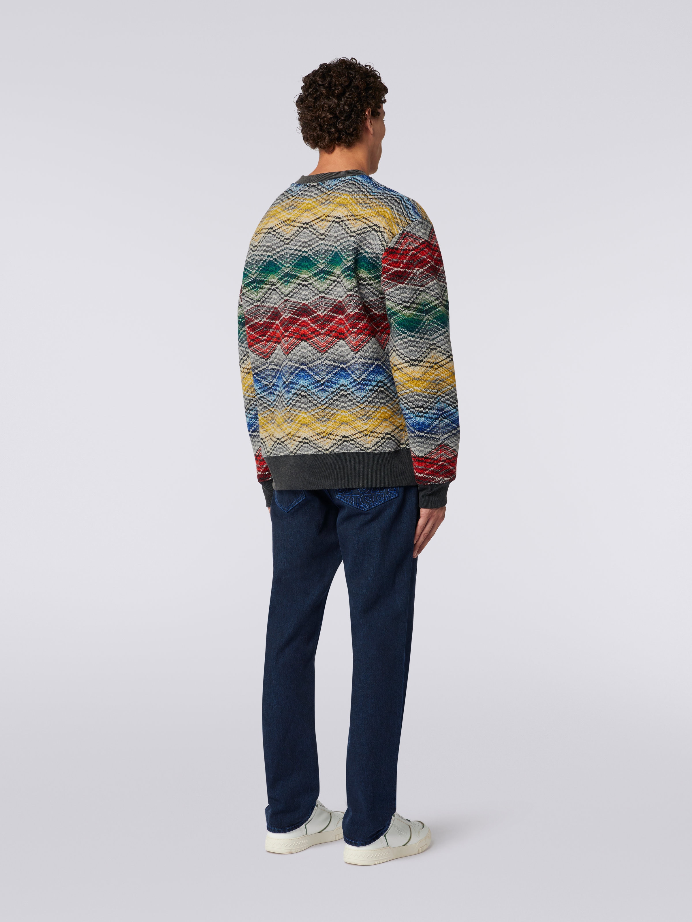 Zigzag wool blend crew-neck jumper, Multicoloured  - 3