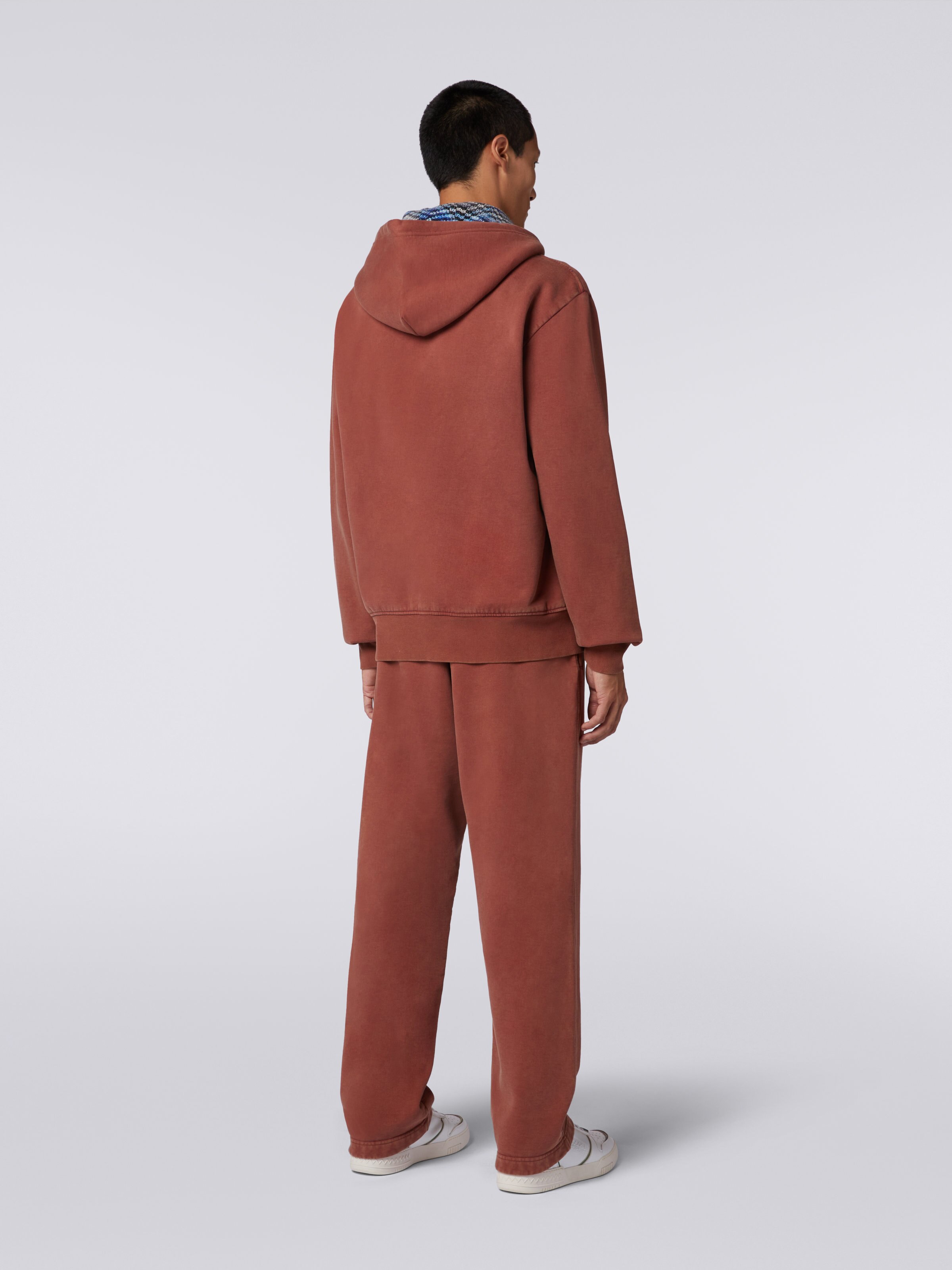 Cotton sweatshirt with hood and zip, Rust - 3