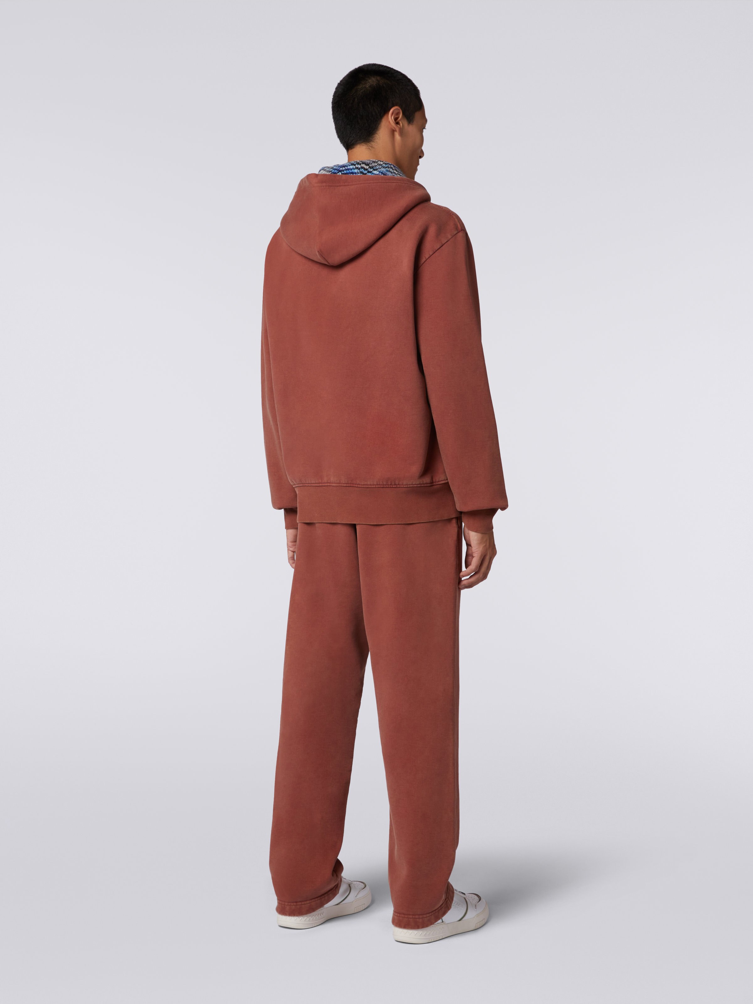 Felpa in cotone con cappuccio e zip, Ruggine - 3