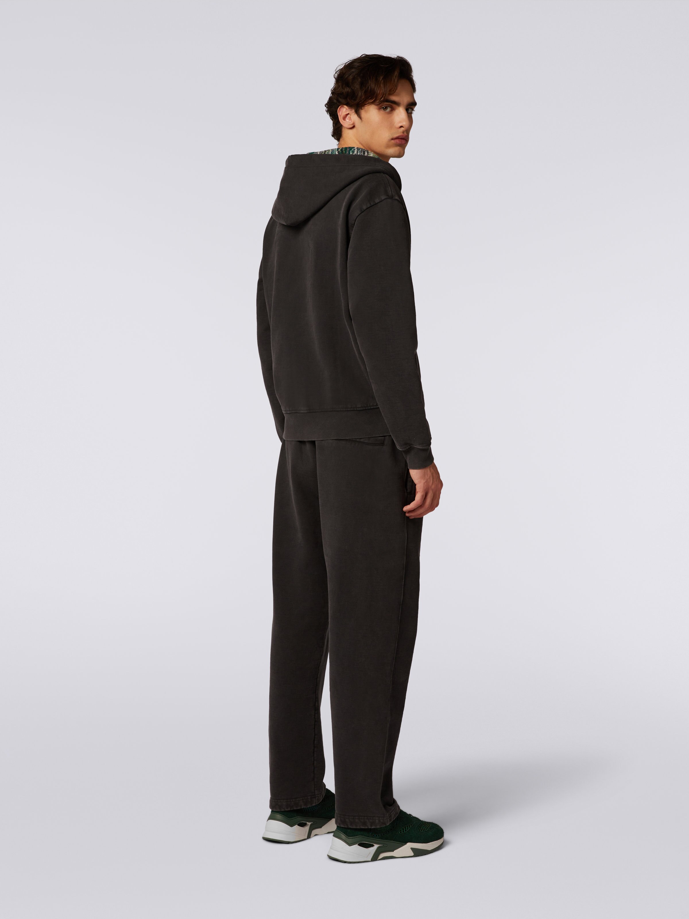 Felpa in cotone con cappuccio e zip, Grigio - 3