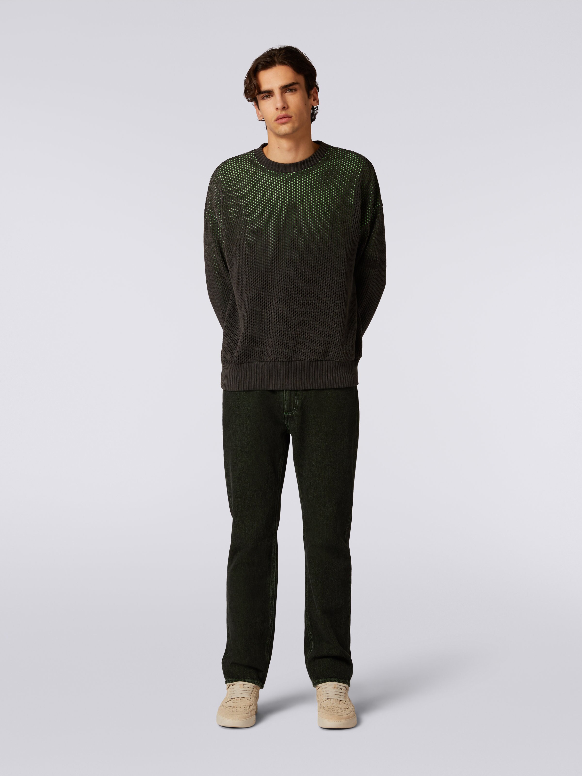 Cotton crew-neck pullover, Green - 1