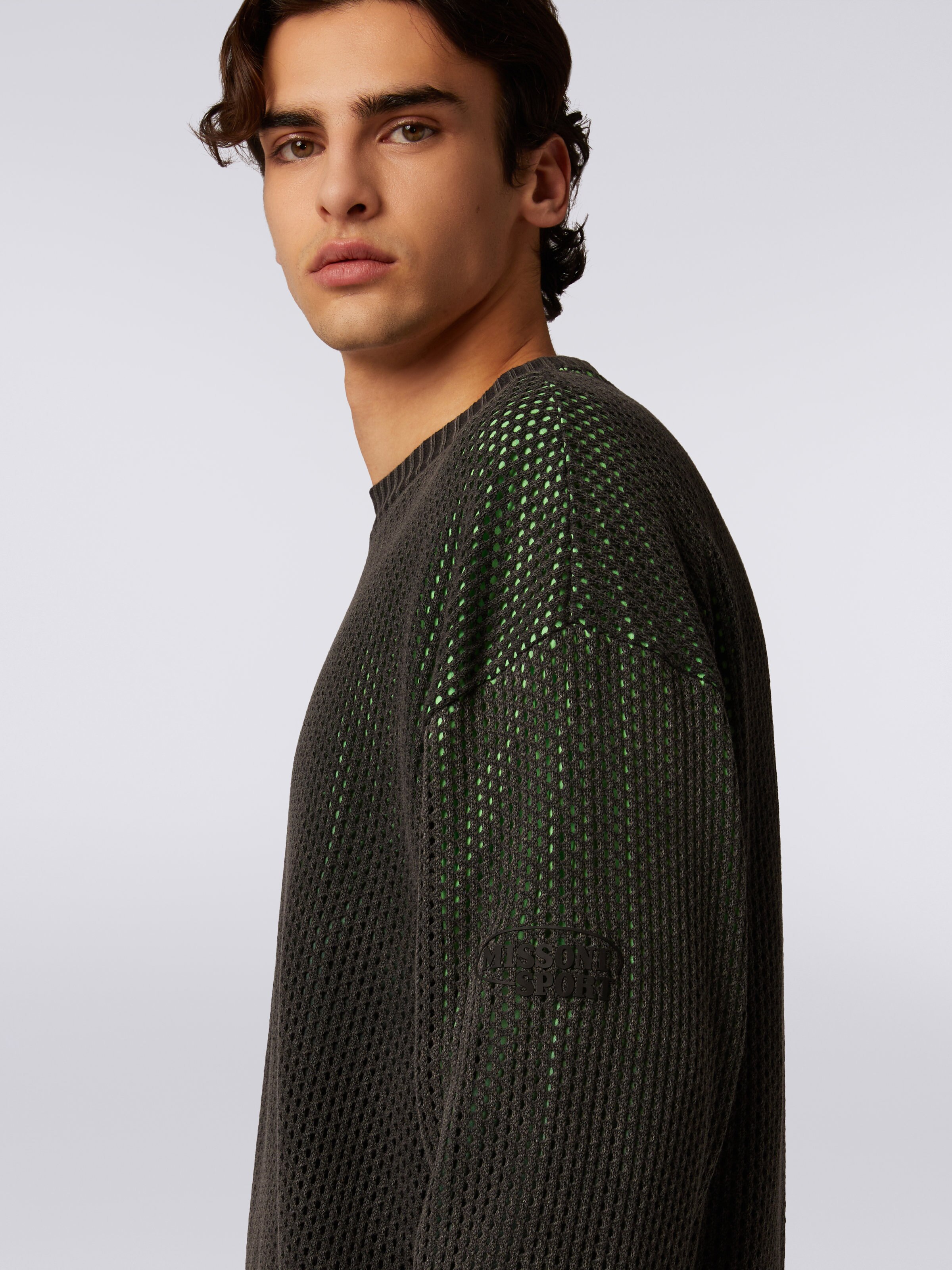 Cotton crew-neck pullover, Green - 4