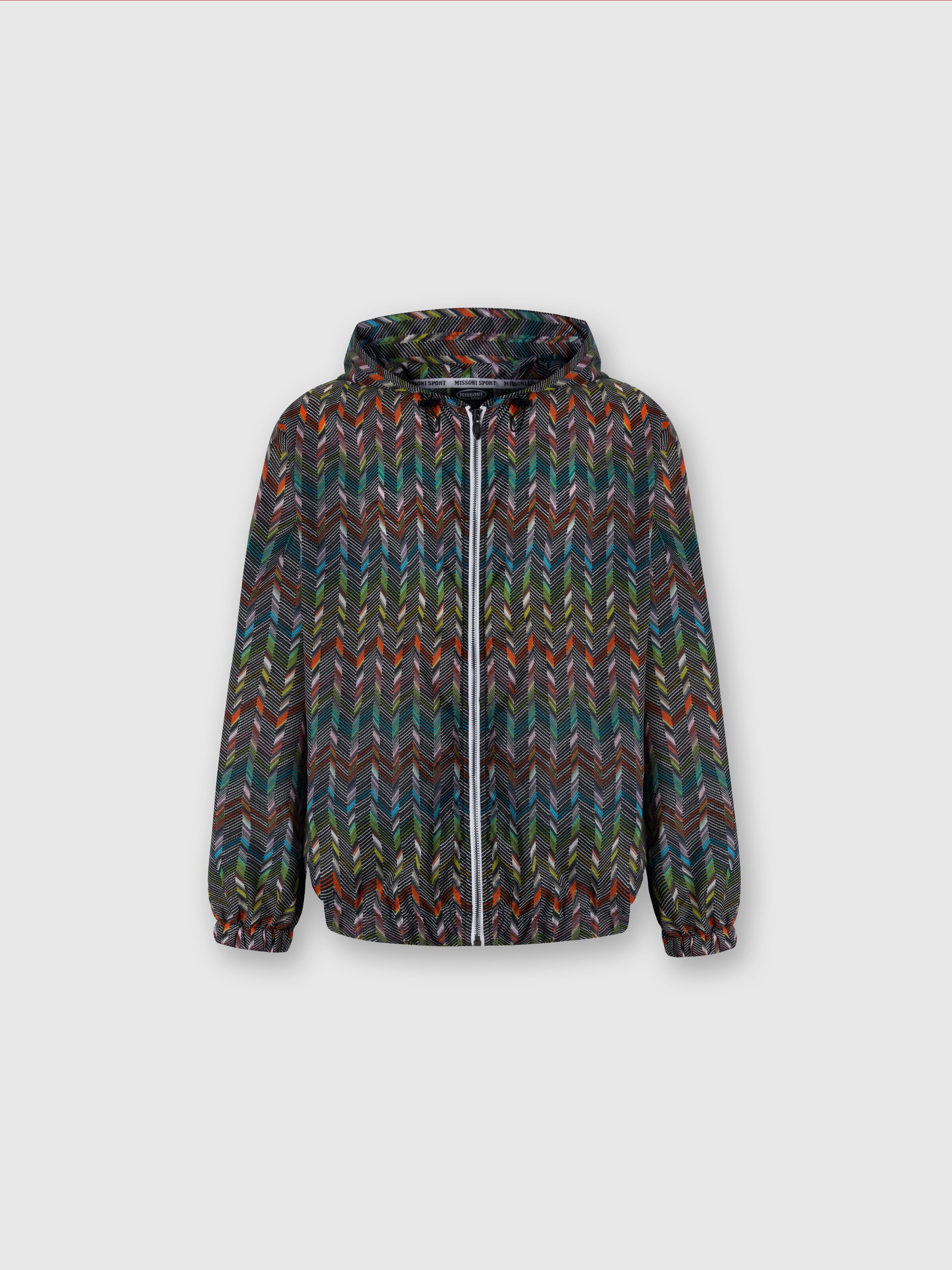 Windbreaker in logo printed nylon, Multicoloured  - 0