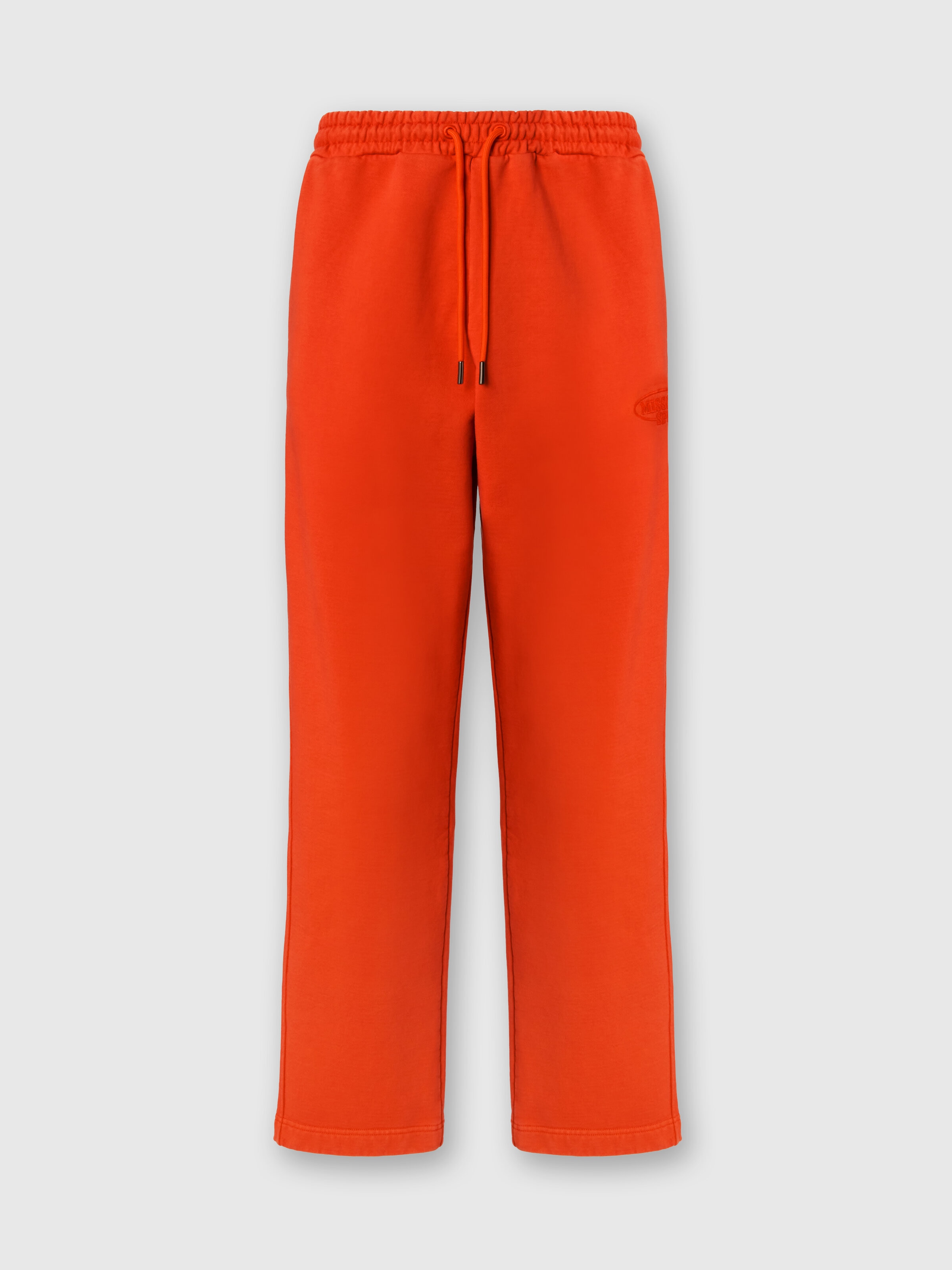 Pantaloni in felpa di cotone con logo, Arancio - 0