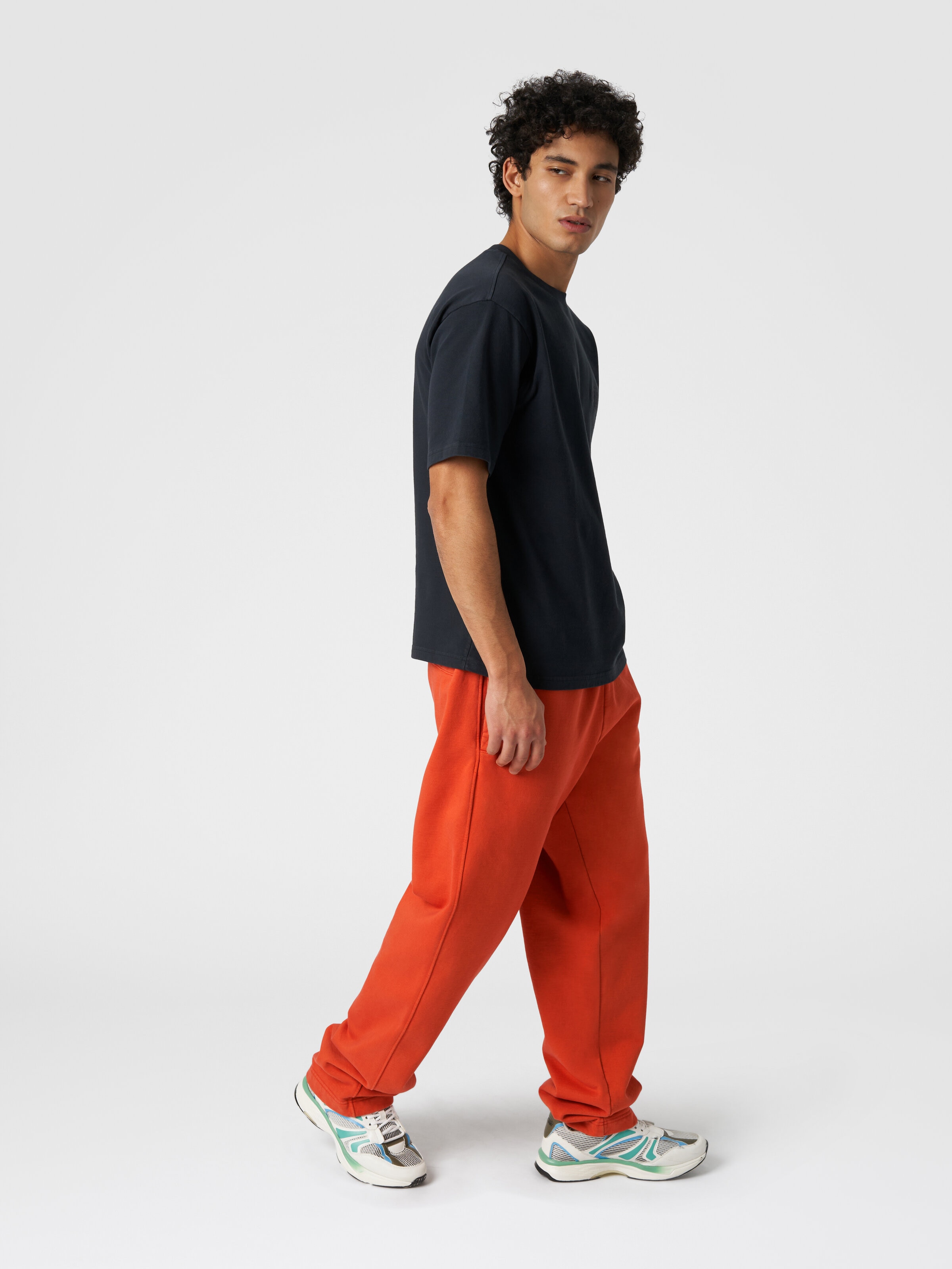 Pantalon en sweat de coton avec logo, Orange - 3