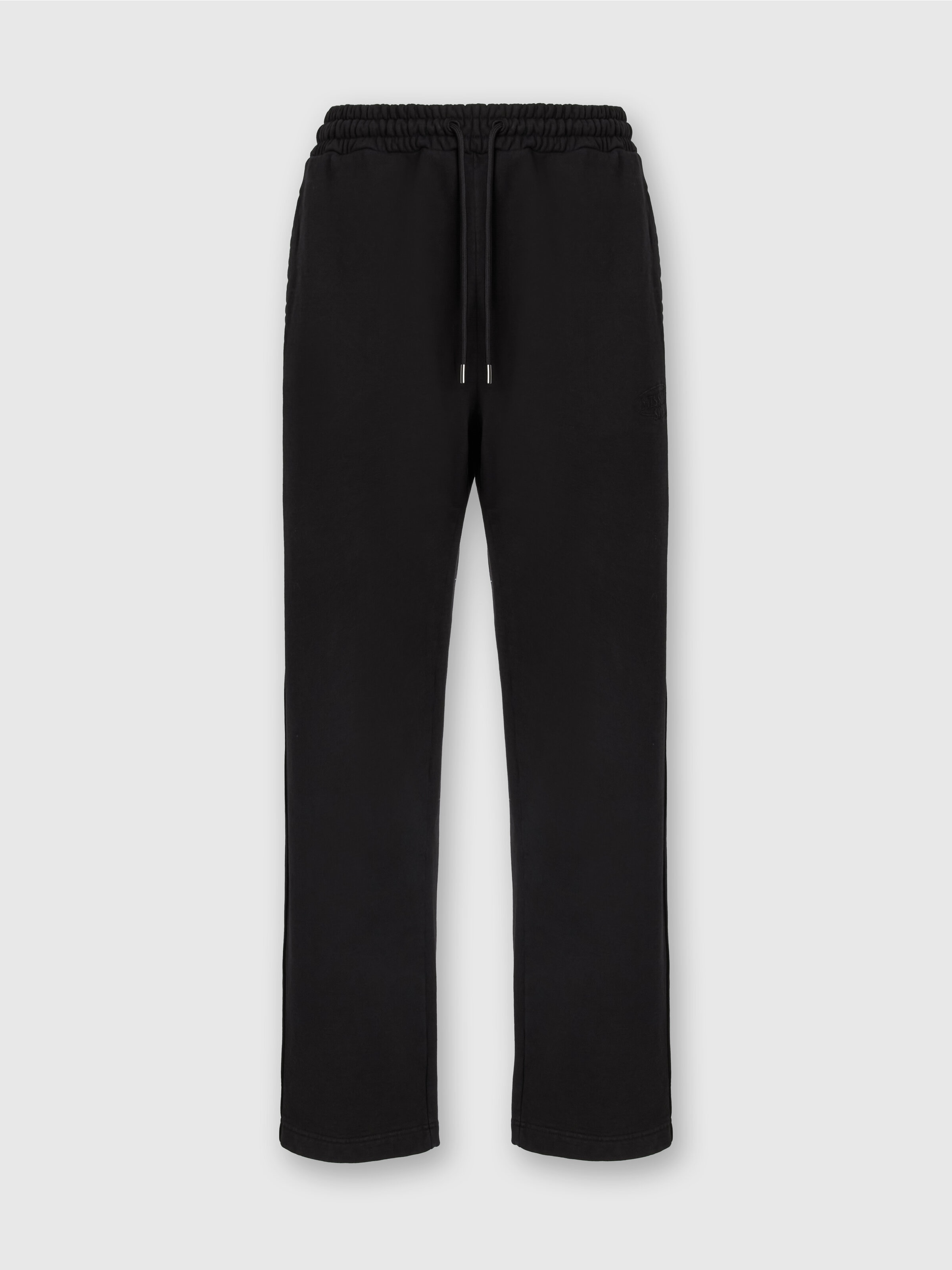 Pantalones de felpa de algodón con logotipo, Negro    - 0