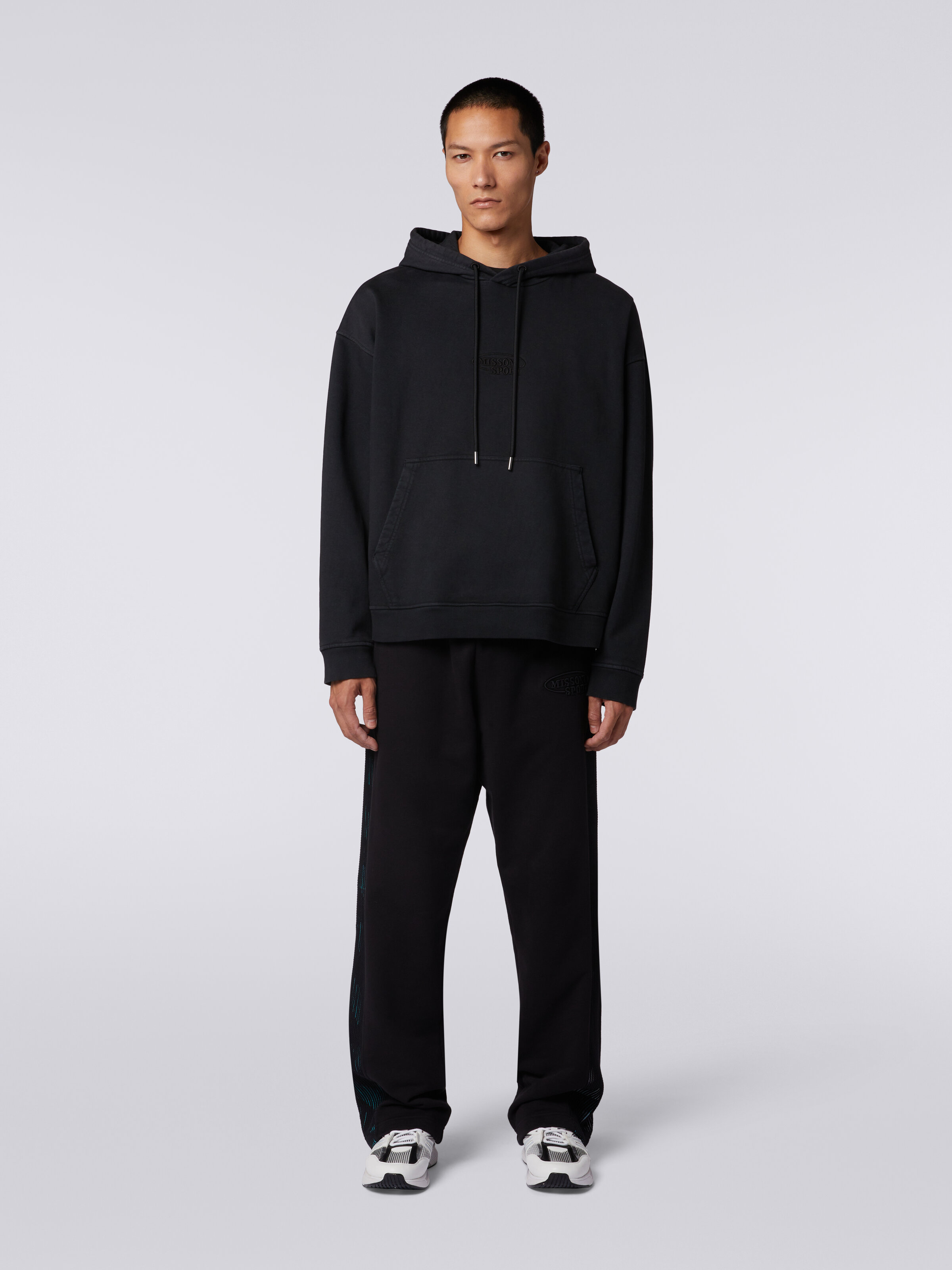 Hooded sweatshirt in cotton with logo Black | Missoni