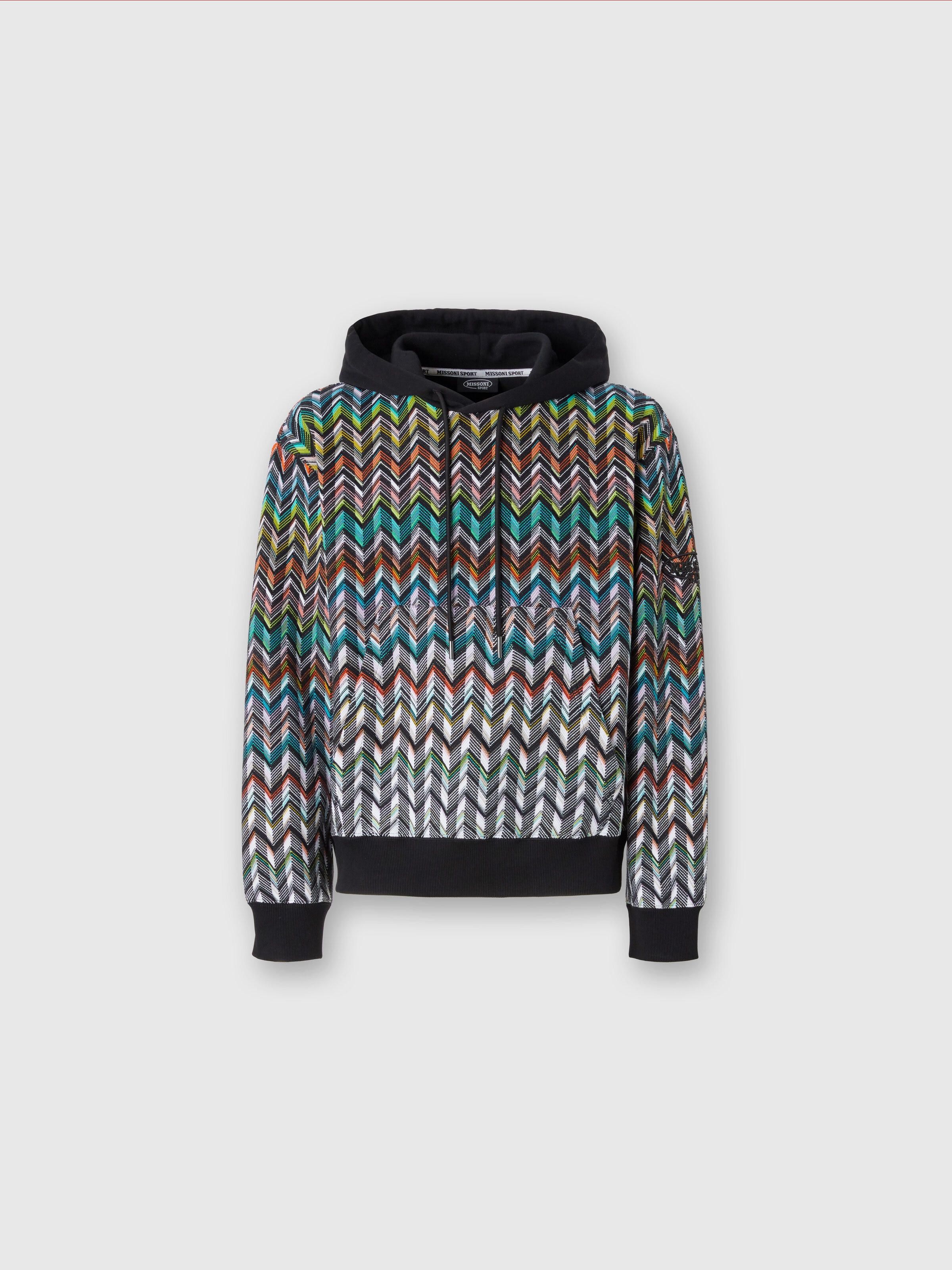 Sweatshirt mit Kapuze aus Strick im Zickzackmuster , Mehrfarbig  - 0