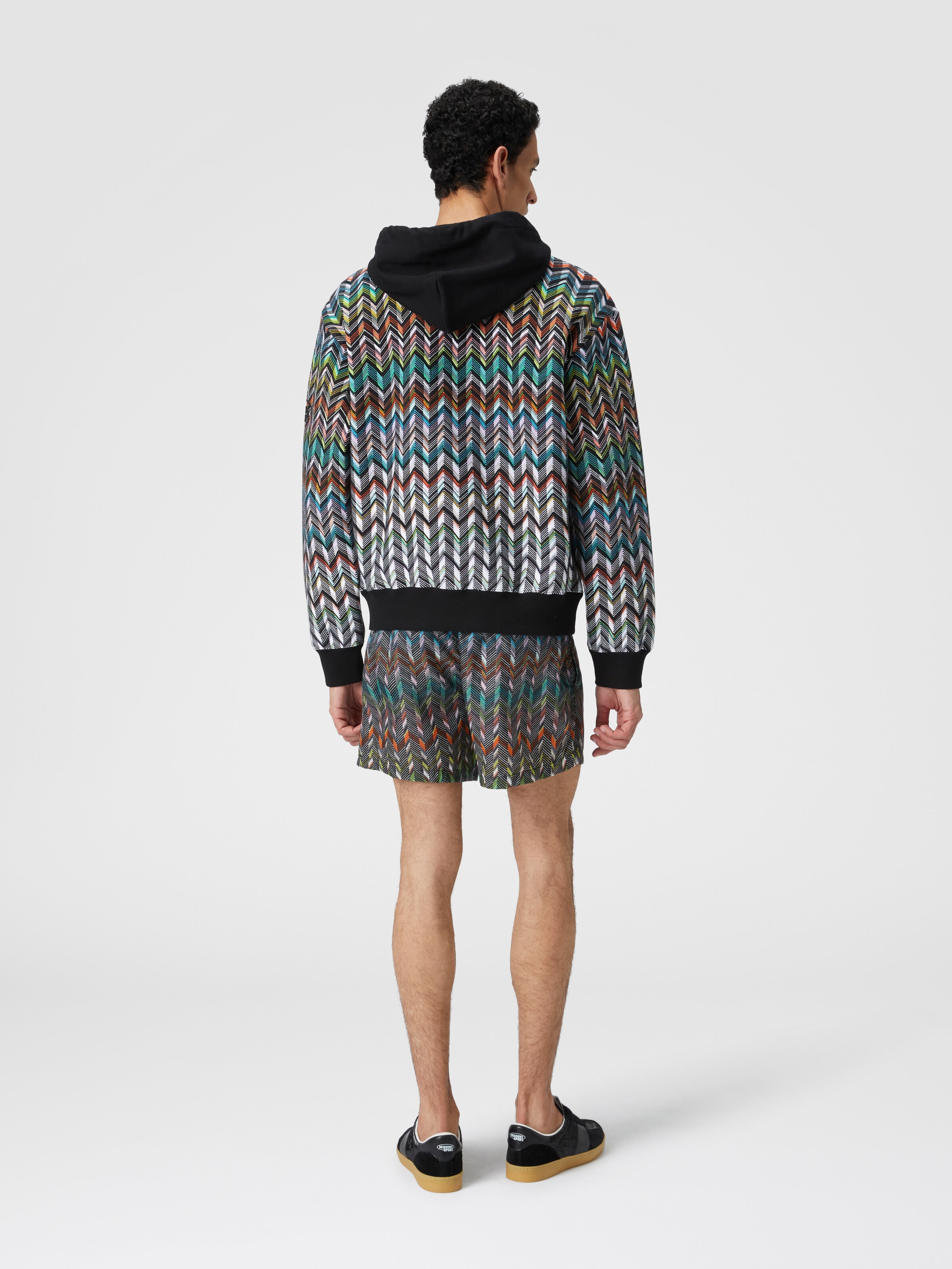Hooded sweatshirt in zigzag knit , Multicoloured  - 2