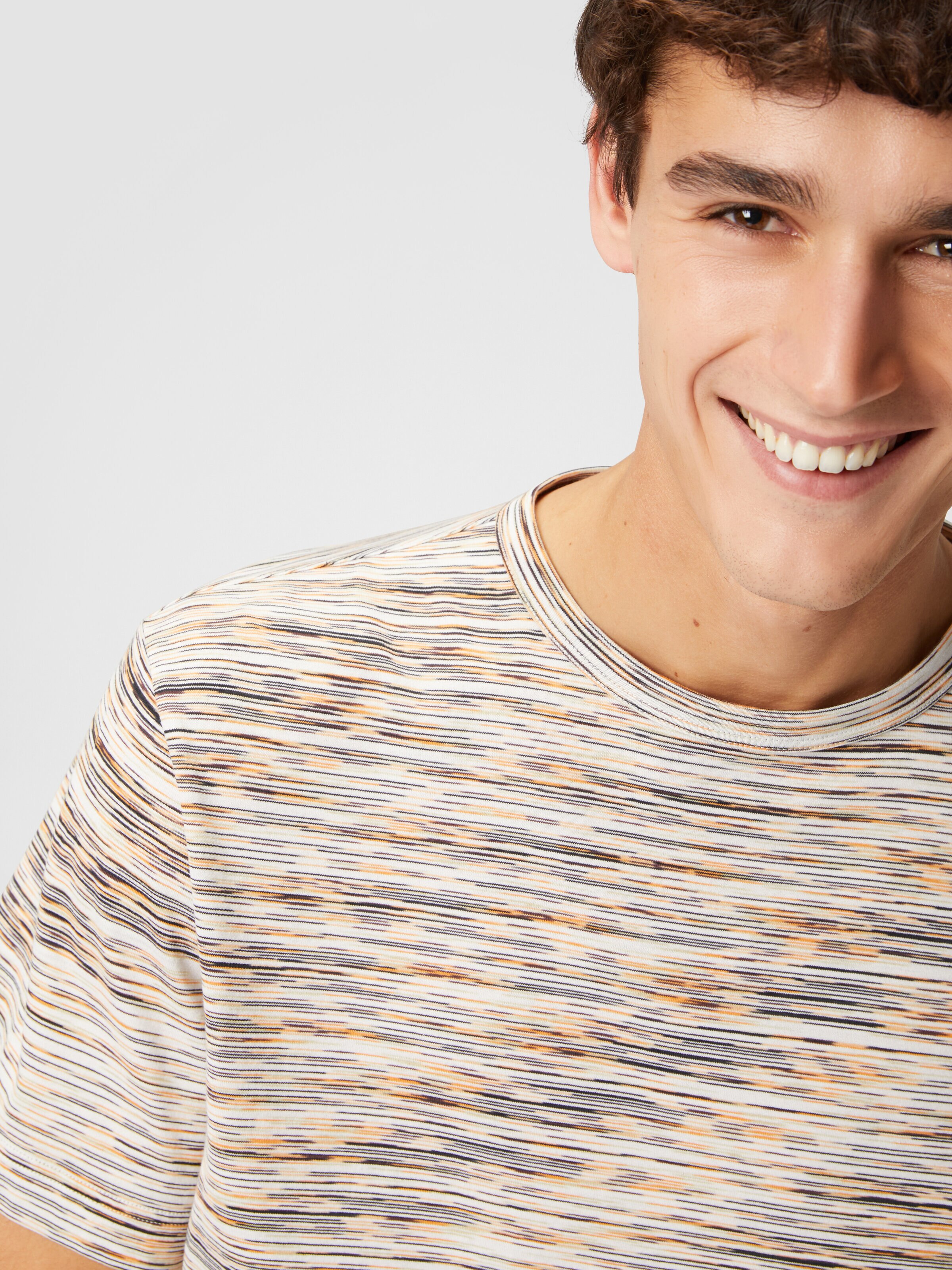 Slub cotton crew-neck T-shirt, White  & Orange - 4