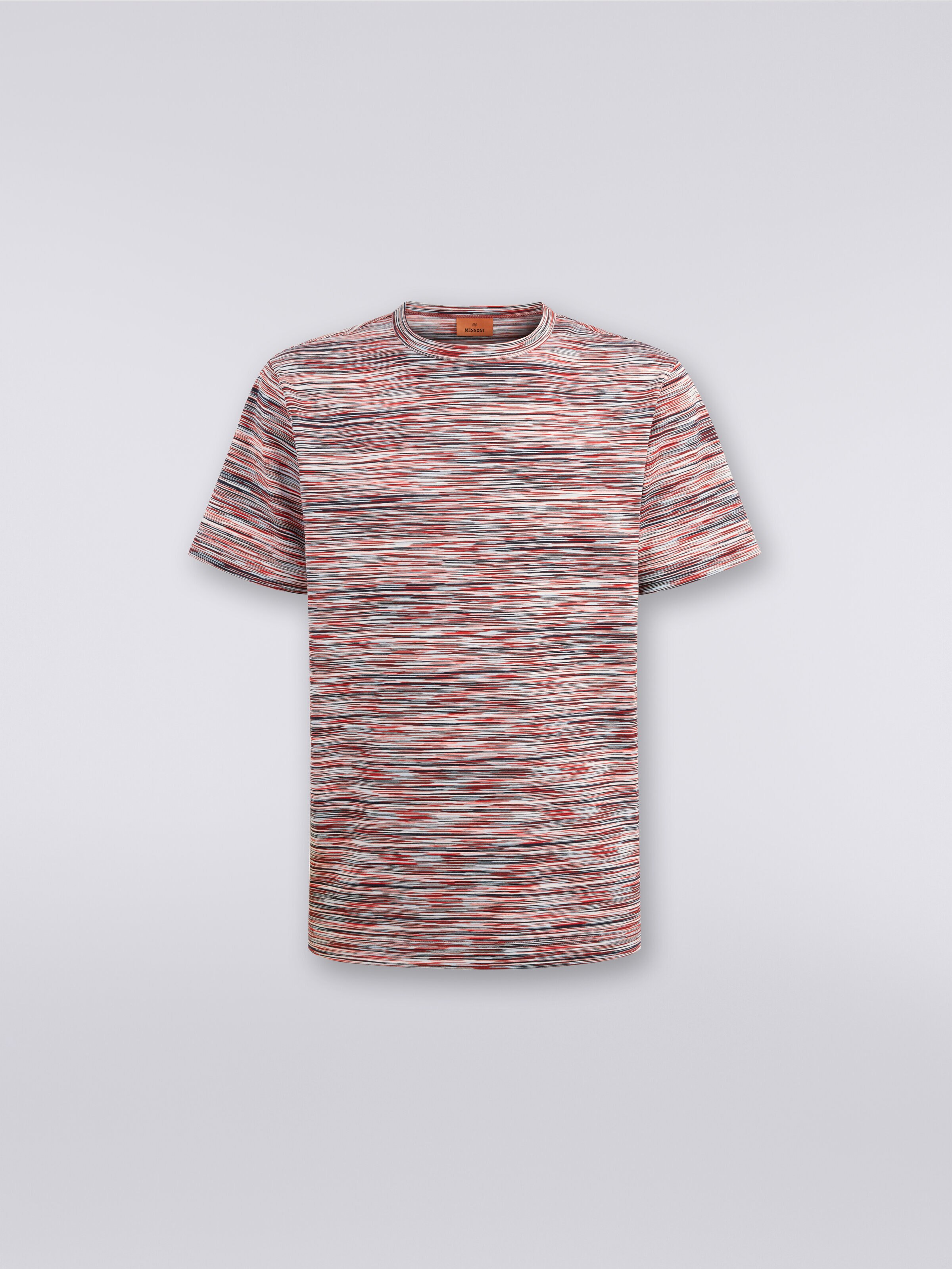 Rundhals-T-Shirt aus Baumwolle in Flammgarnoptik, Mehrfarbig  - 0