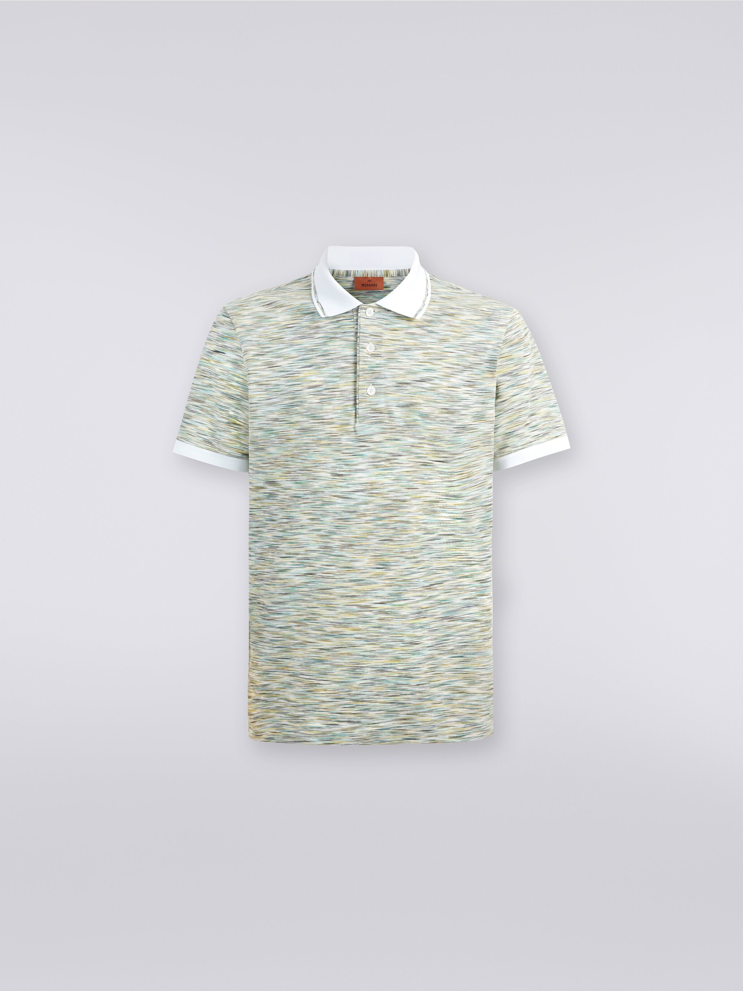Polo de algodón flameado con detalles en color liso, Verde  - 0