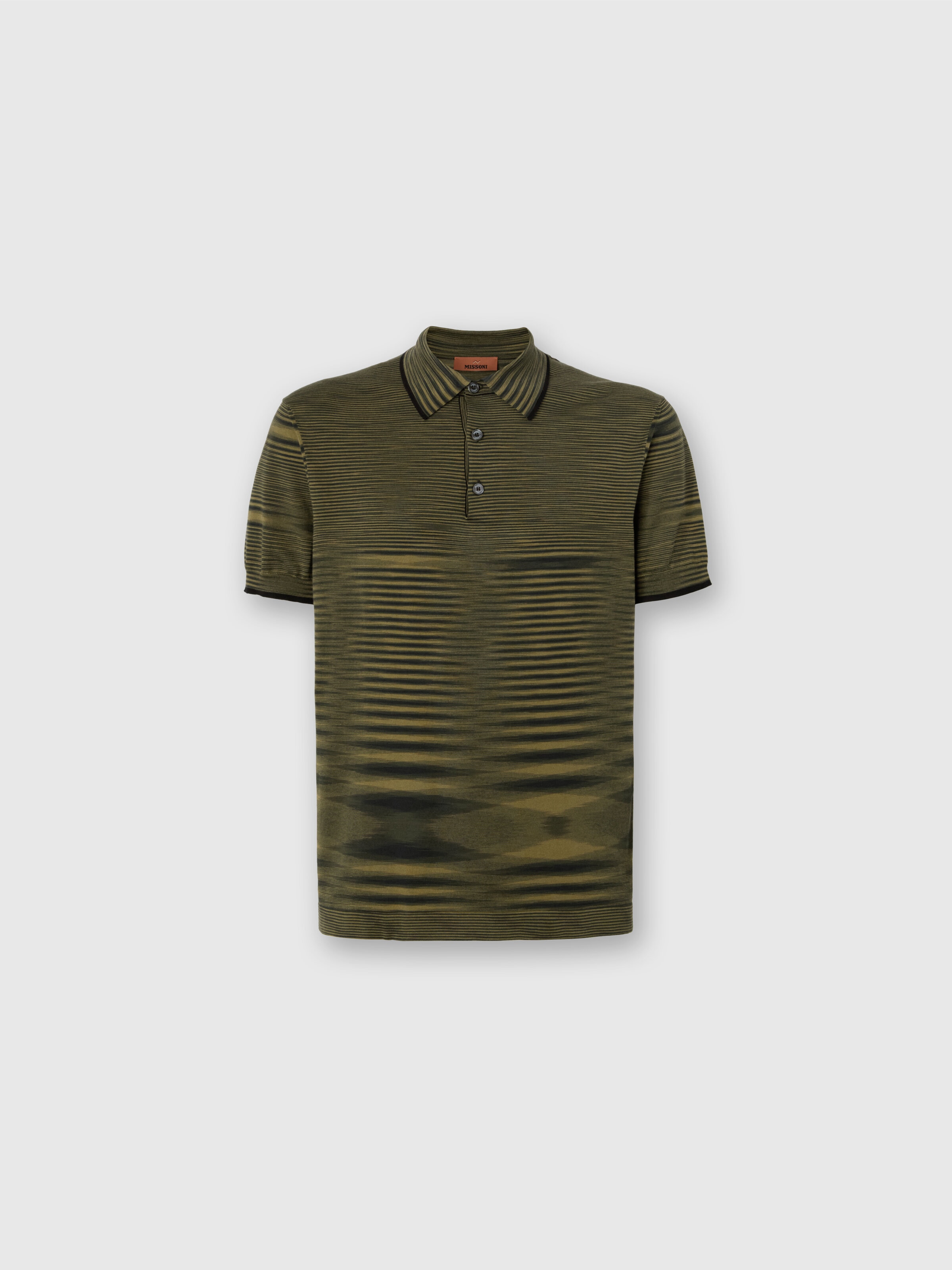 Polo de algodón flameado, Verde  - 0