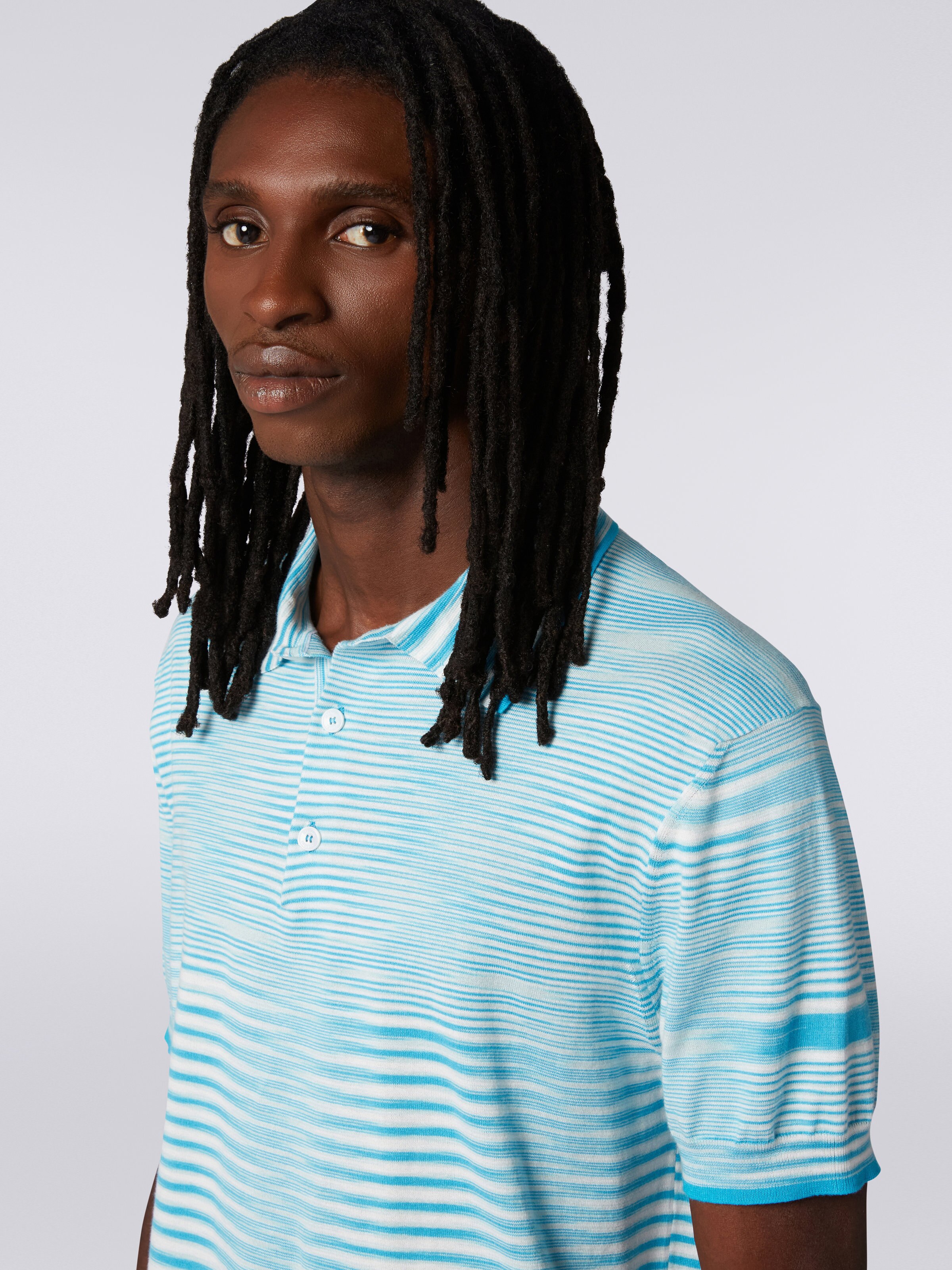 Slub cotton polo shirt White Navy Blue Sky Blue Missoni