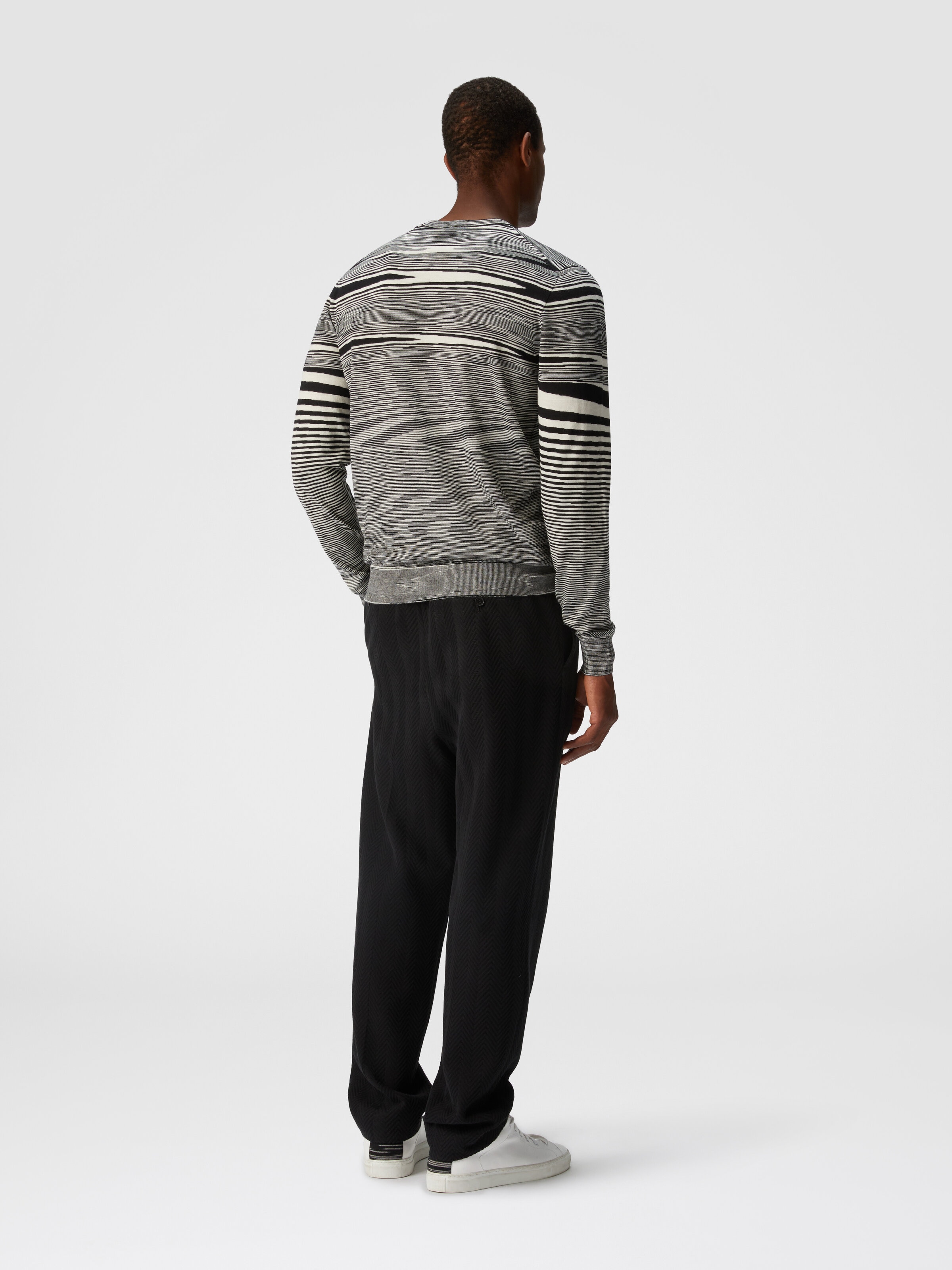 Slub crew-neck pullover, Black & White - 2
