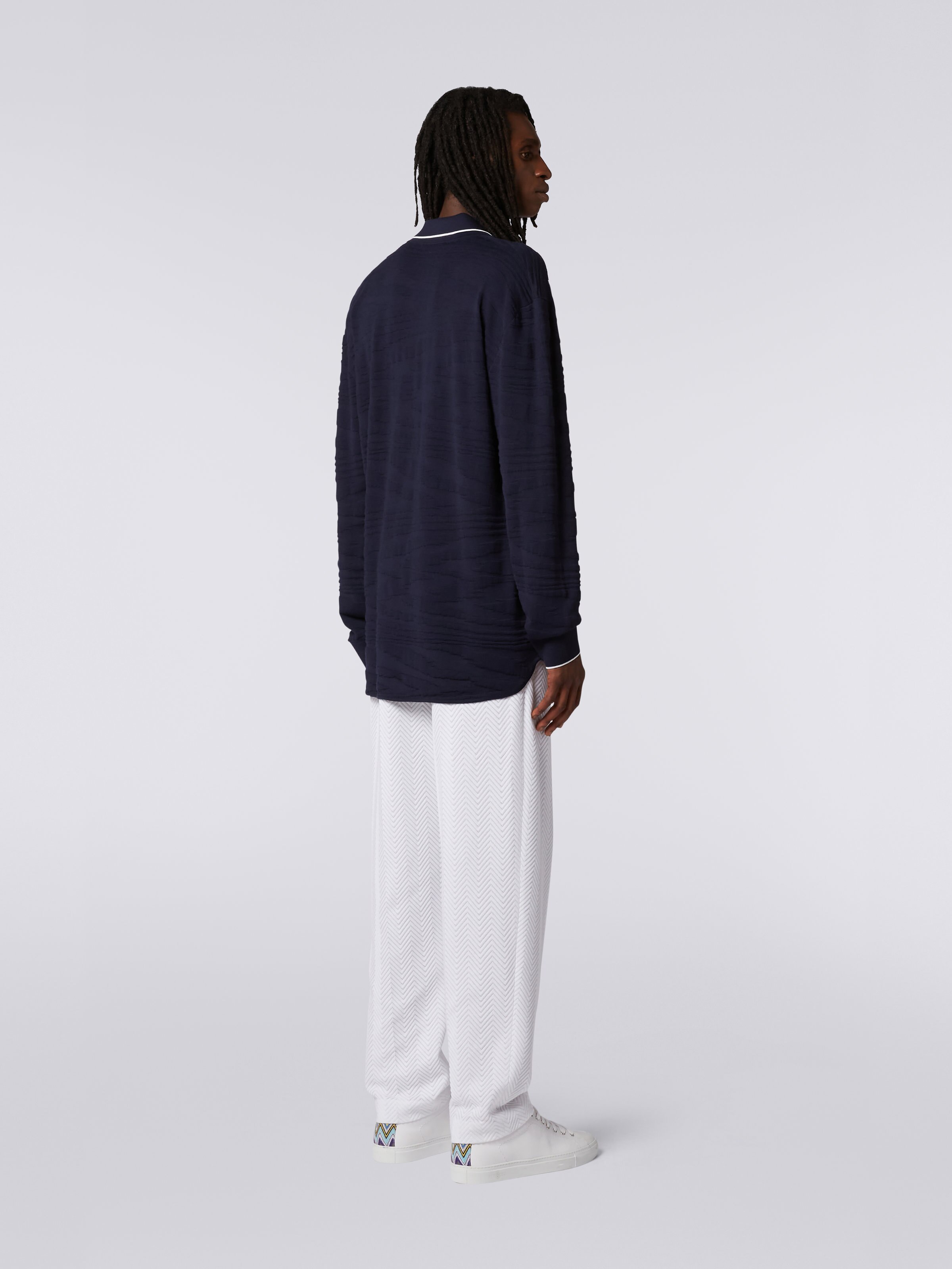 Wool and viscose shirt with embossing, Navy Blue - 3