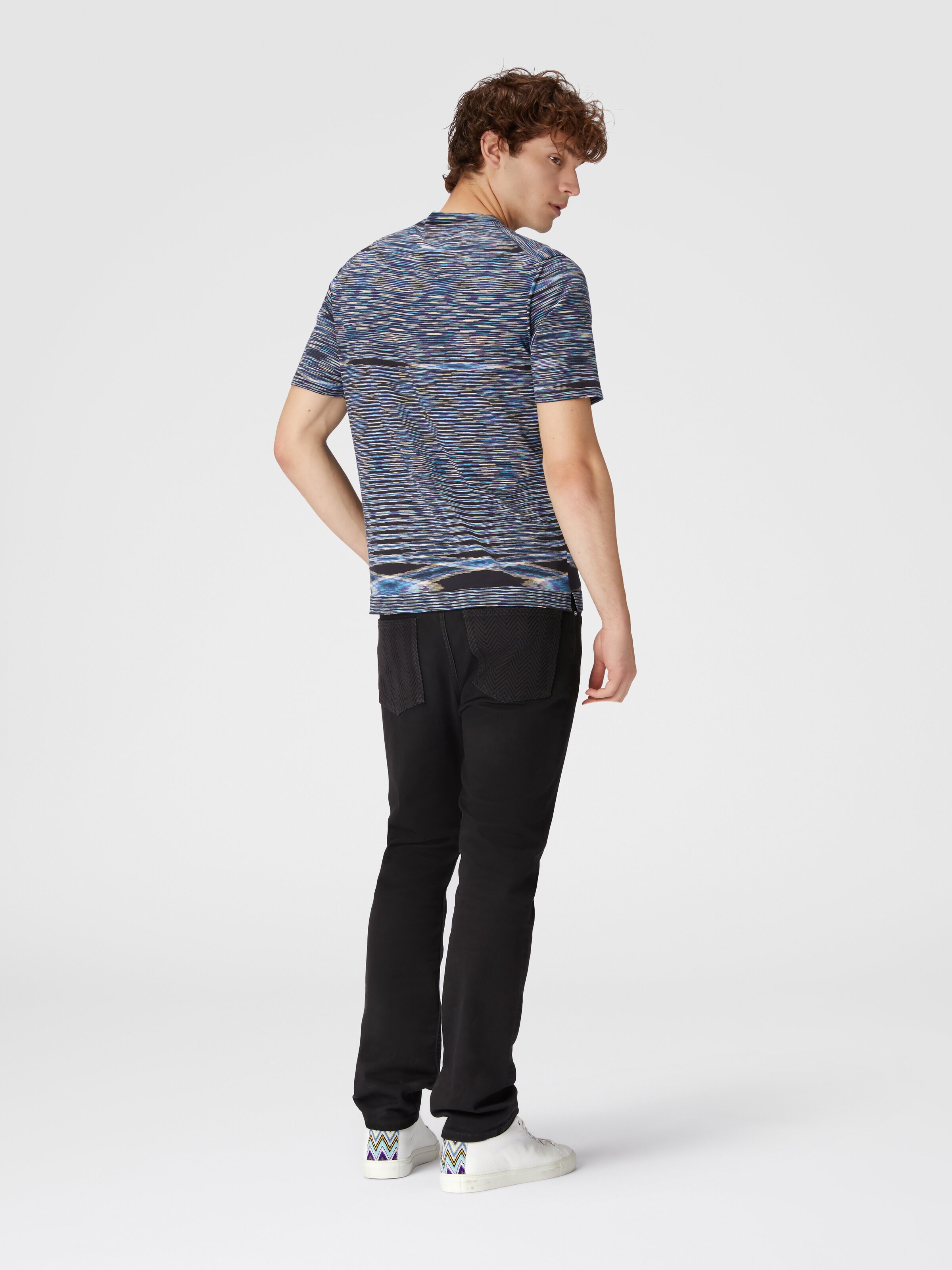Slub cotton crew-neck T-shirt, Blue - 2