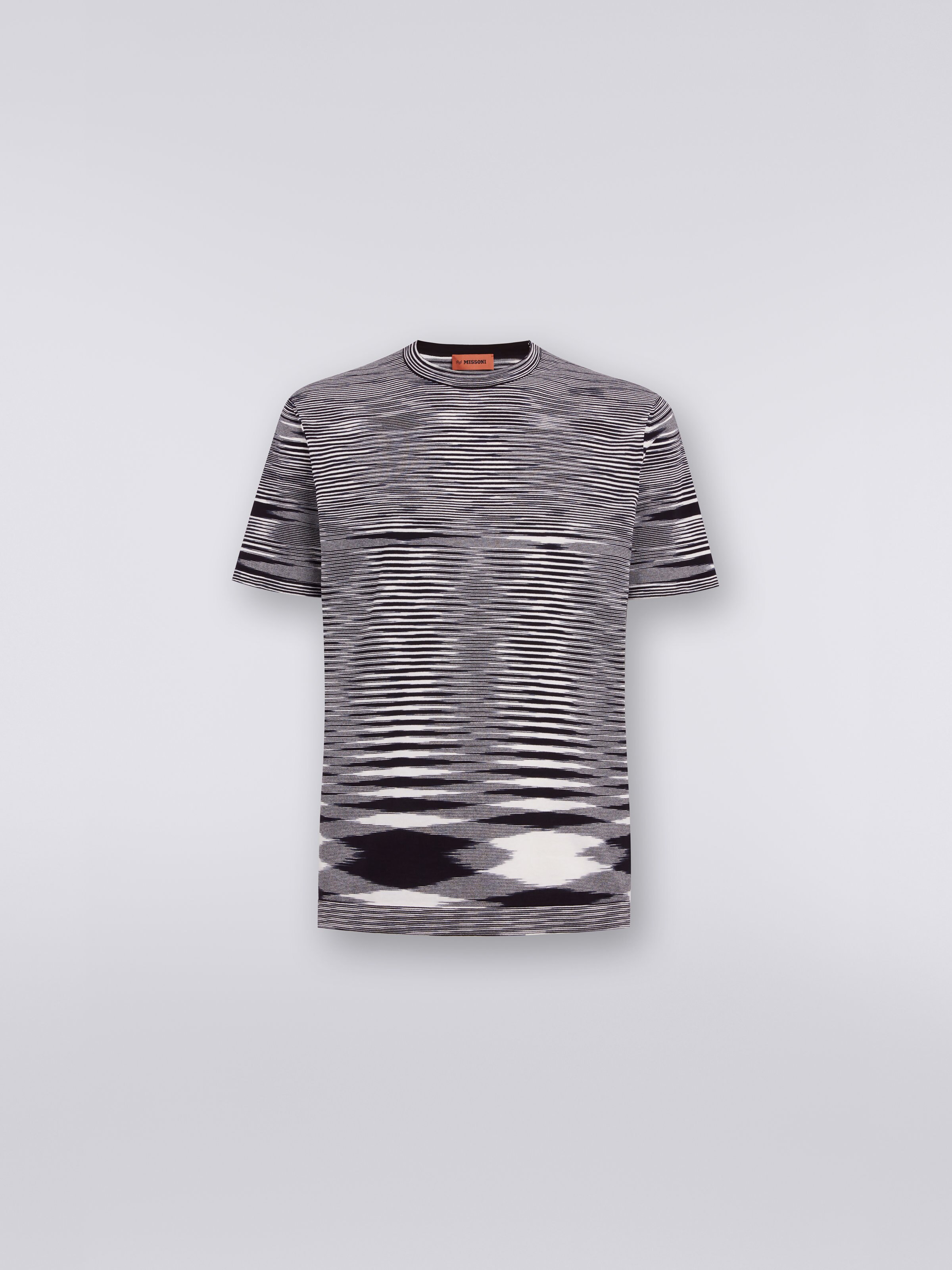 Slub cotton crew-neck T-shirt, Black & White - 0