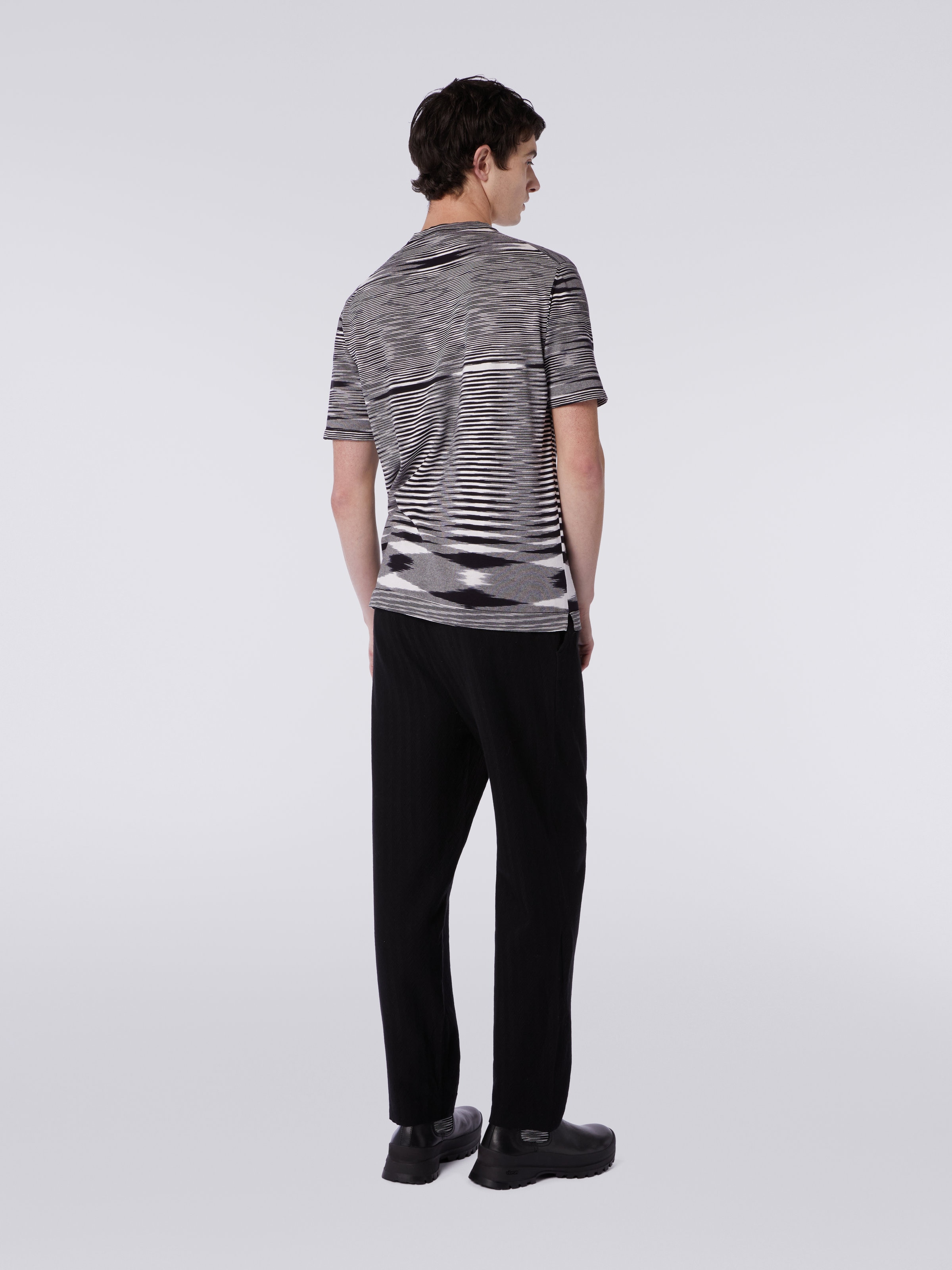 Slub cotton crew-neck T-shirt, Black & White - 3