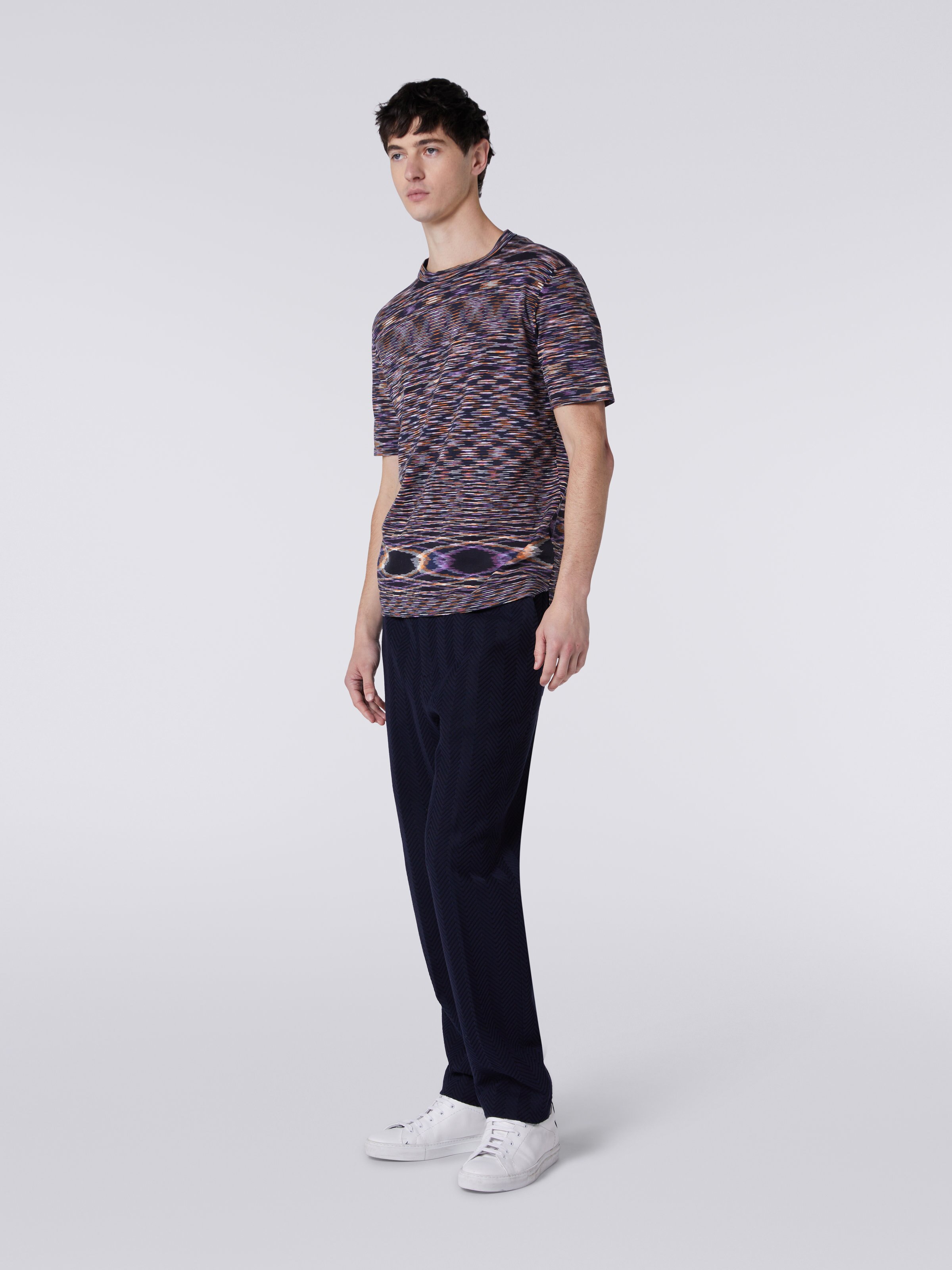Slub cotton crew-neck T-shirt, Multicoloured  - 2