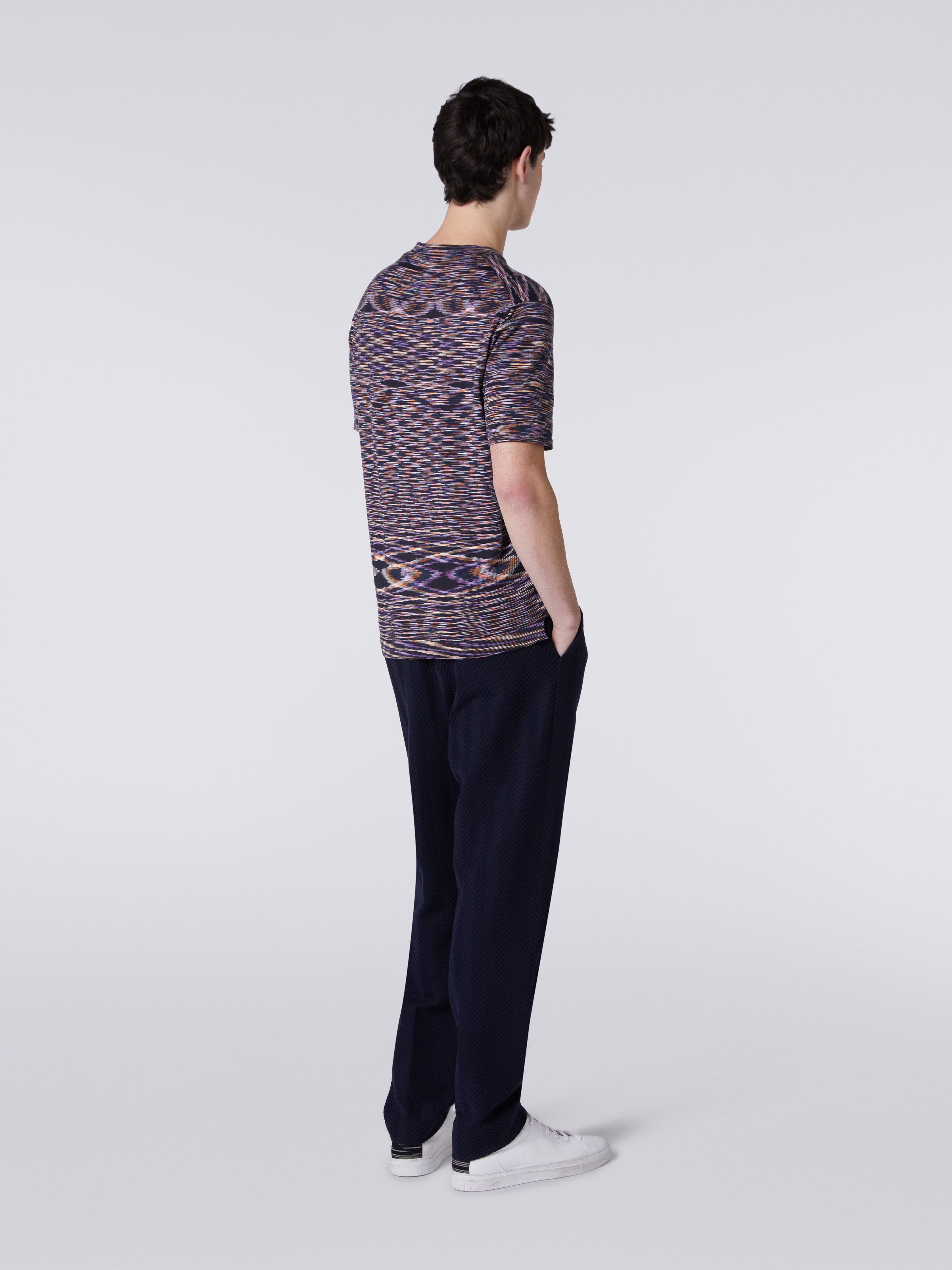 Slub cotton crew-neck T-shirt, Multicoloured  - 3