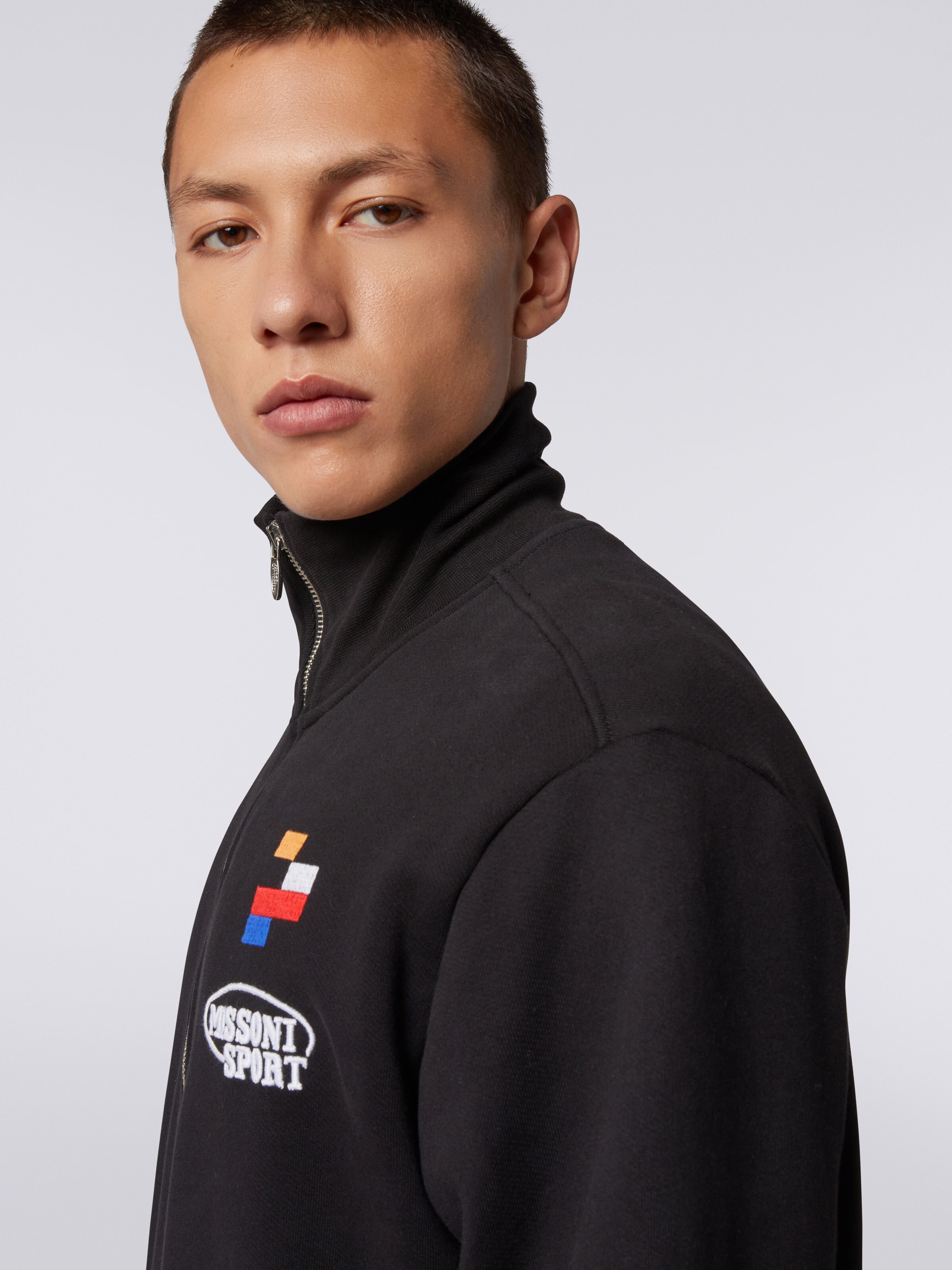 Sweatshirt with half zip and Legacy logo embroidery, Black & Multicoloured - 4