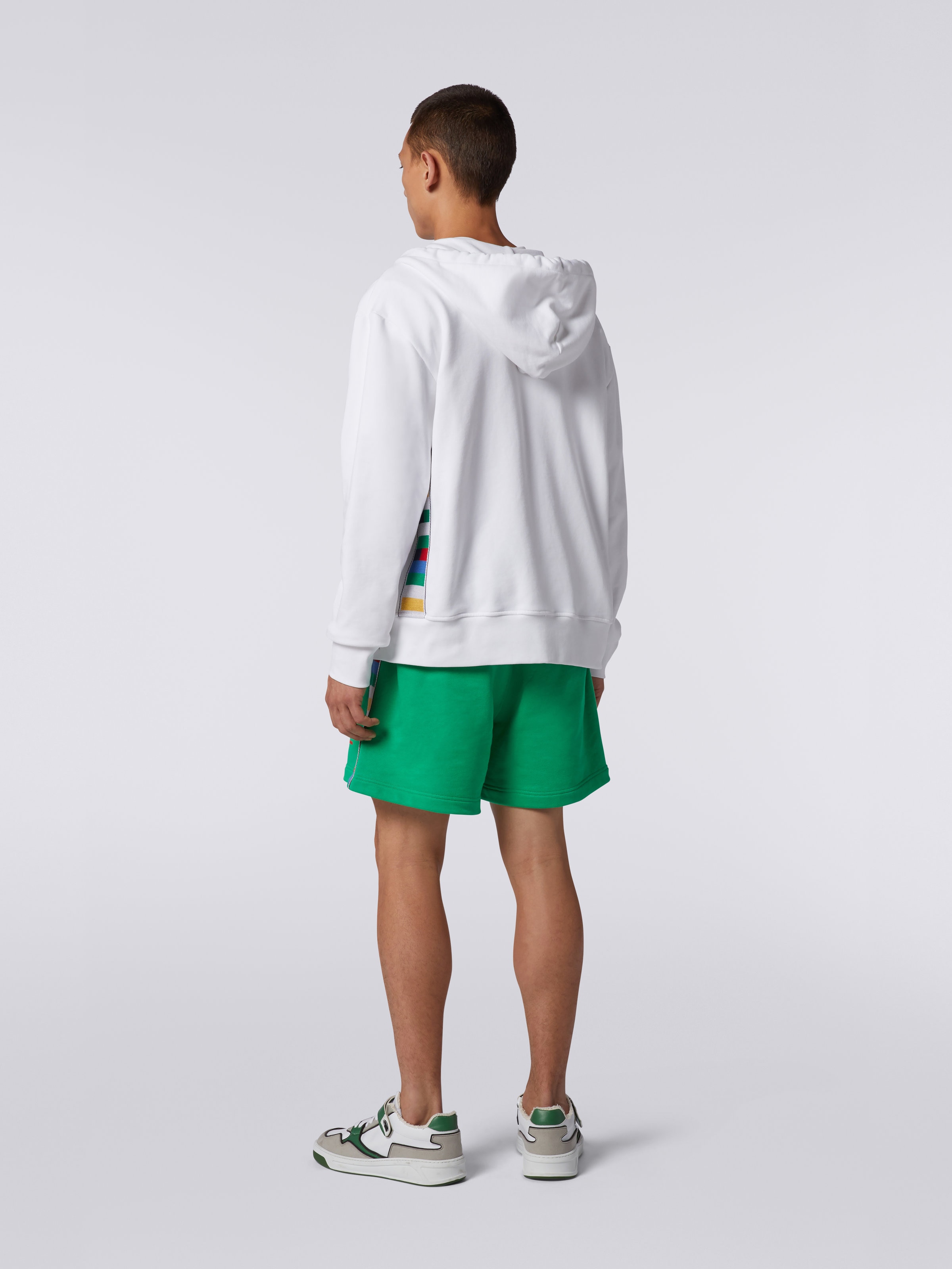 Cotton sweatshirt with hood and zip, White & Multicoloured Heritage - 3