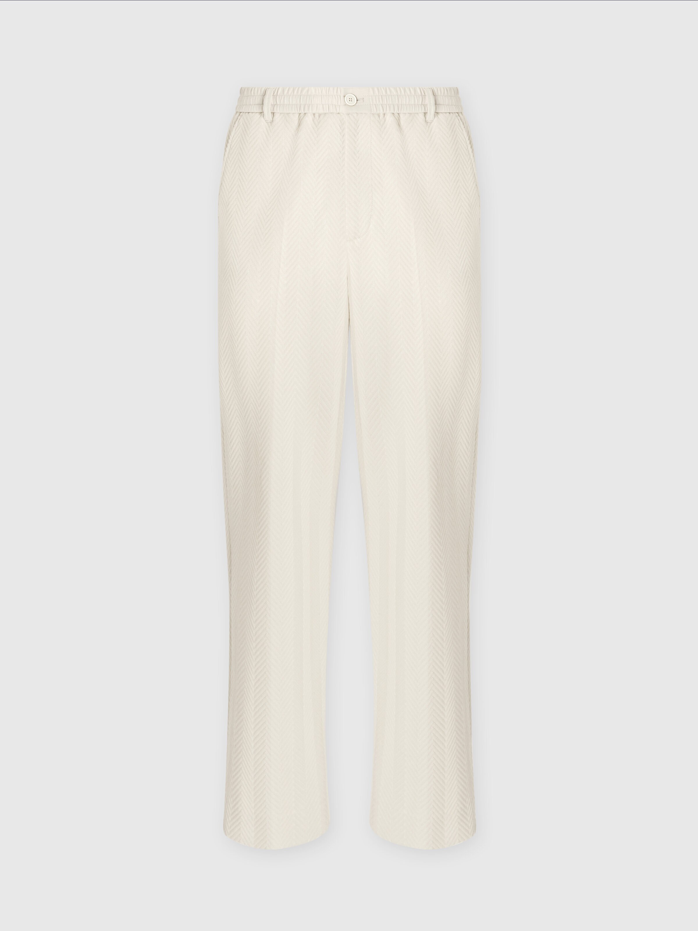 Classic cotton and viscose zigzag trousers, Grey - 0