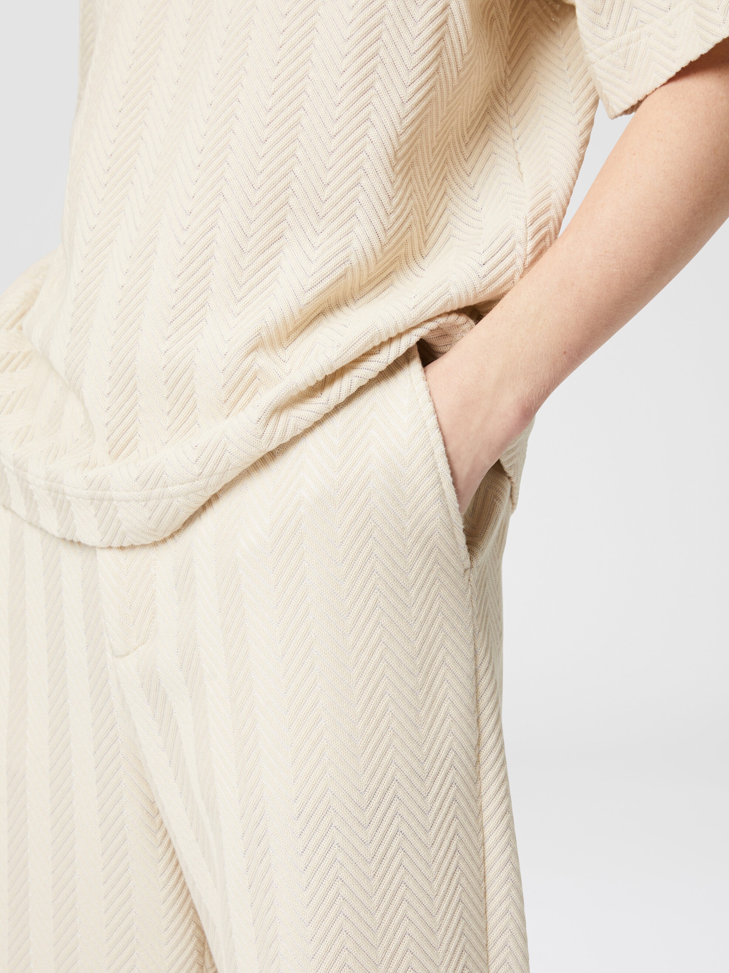 Classic cotton and viscose zigzag trousers, Grey - 4