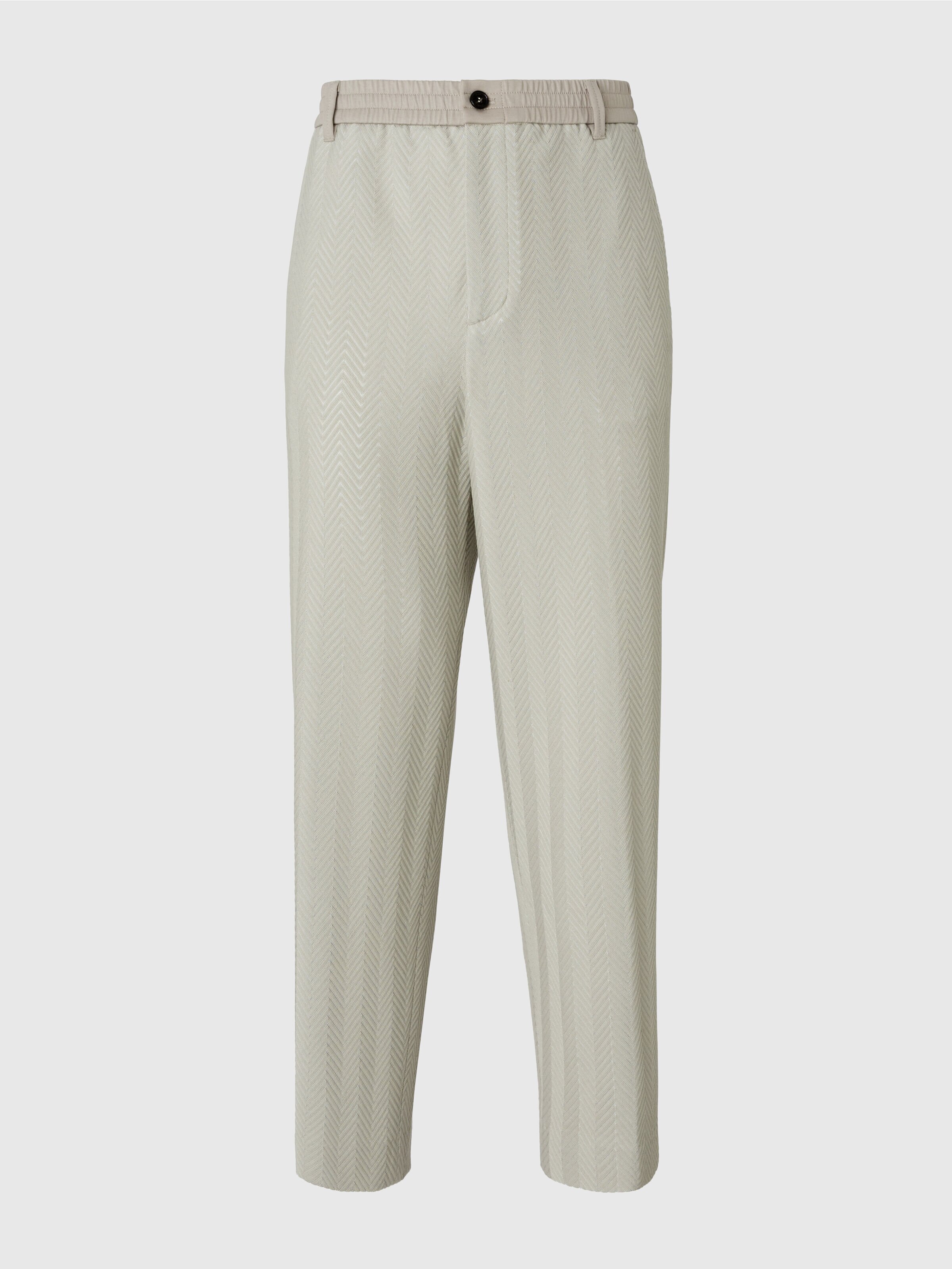 Pantalones clásicos de algodón y viscosa zigzag, Plateado - 0