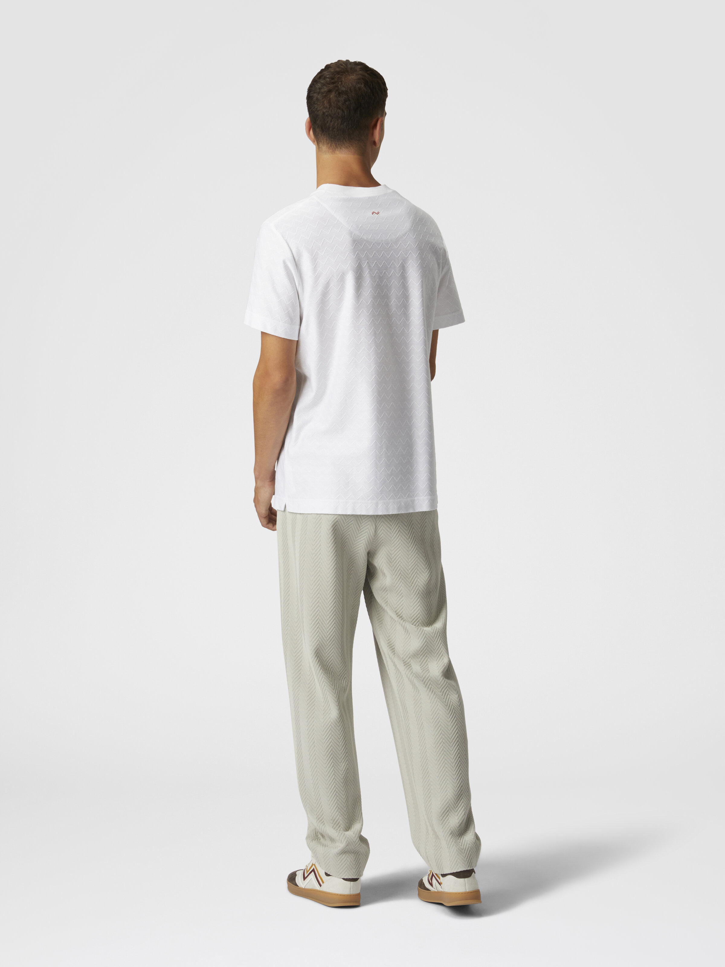Pantalones clásicos de algodón y viscosa zigzag, Plateado - 2