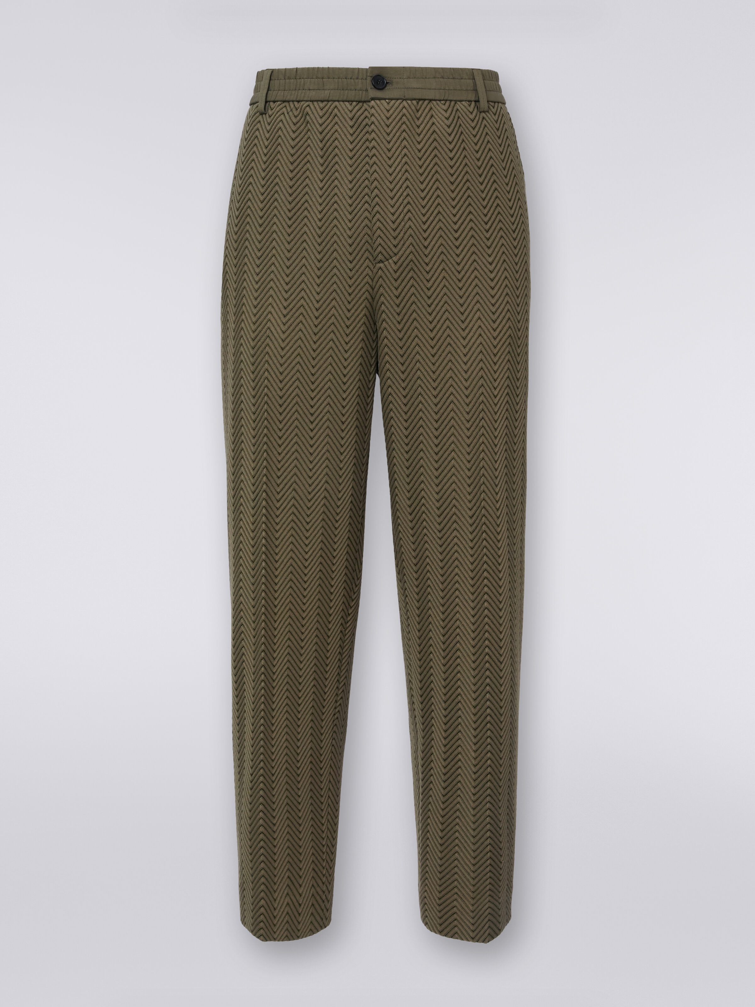 Classic cotton and viscose zigzag trousers, Green - 0