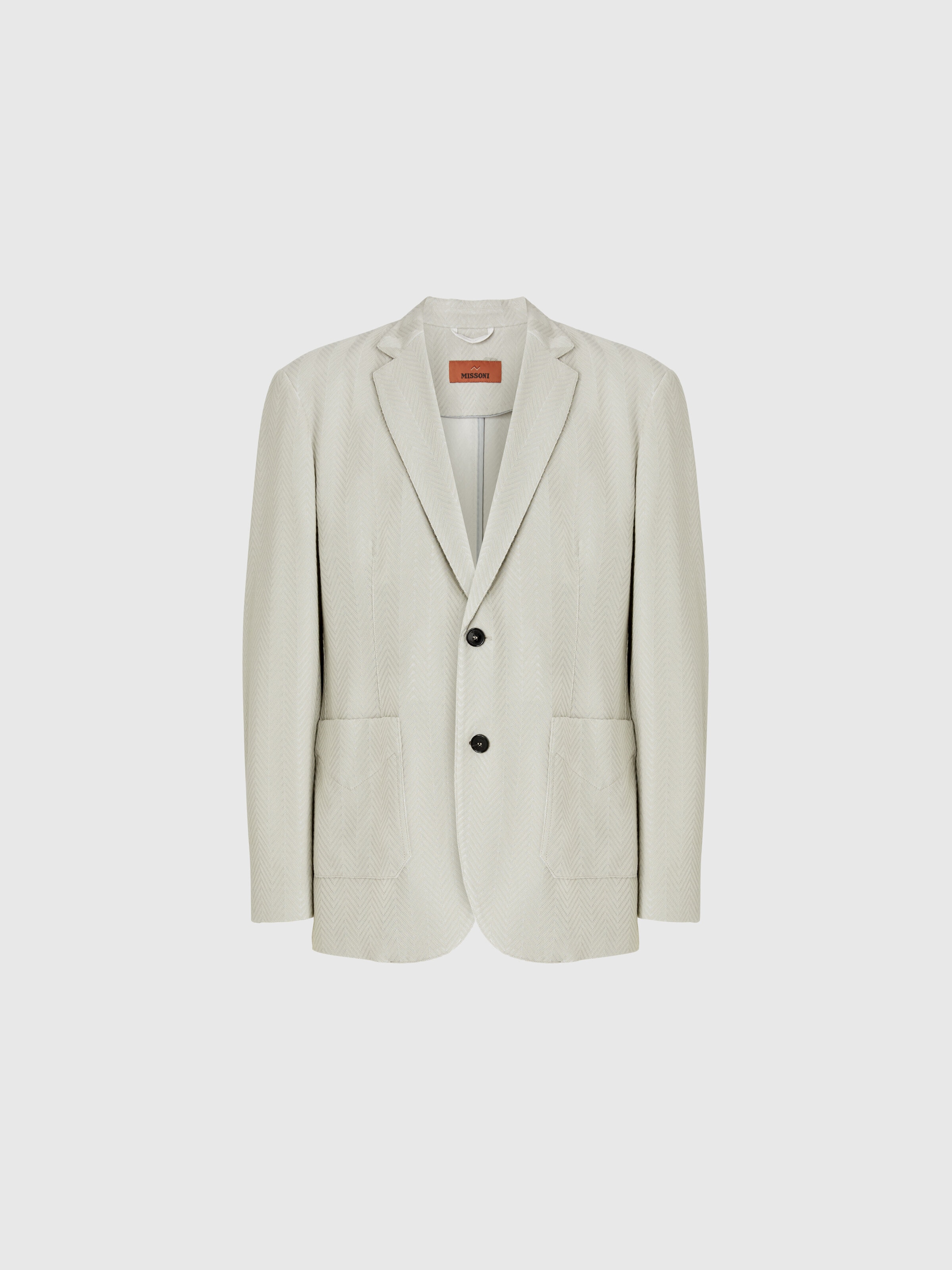 Zigzag cotton and viscose blazer, Silver - 0