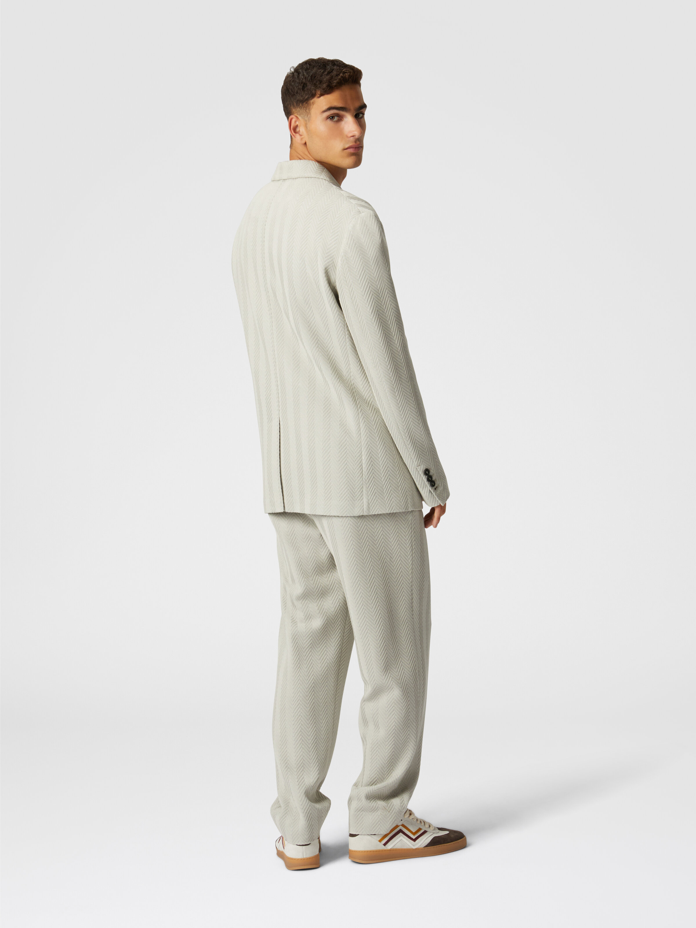 Zigzag cotton and viscose blazer, Silver - 2