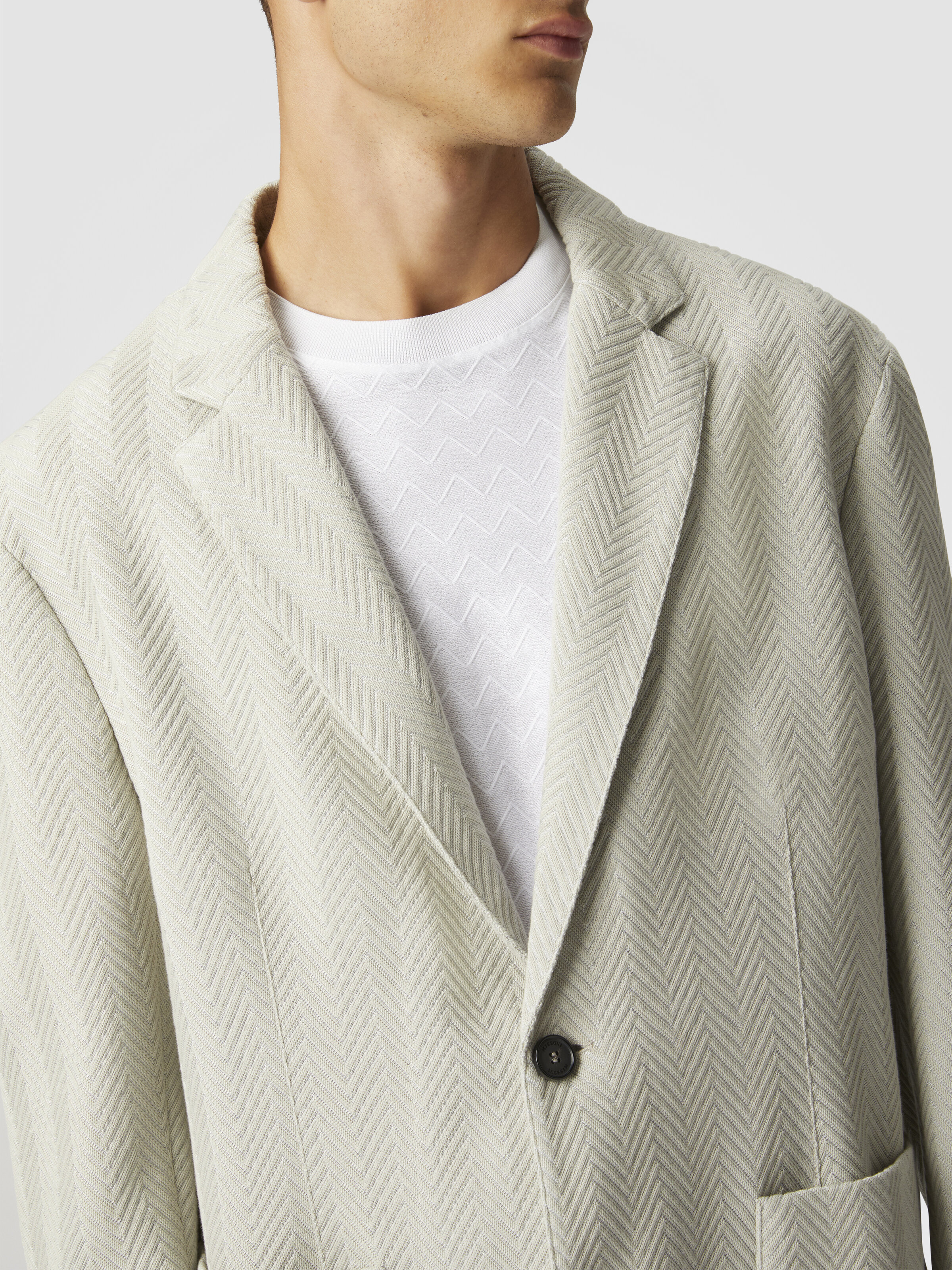 Zigzag cotton and viscose blazer, Silver - 4