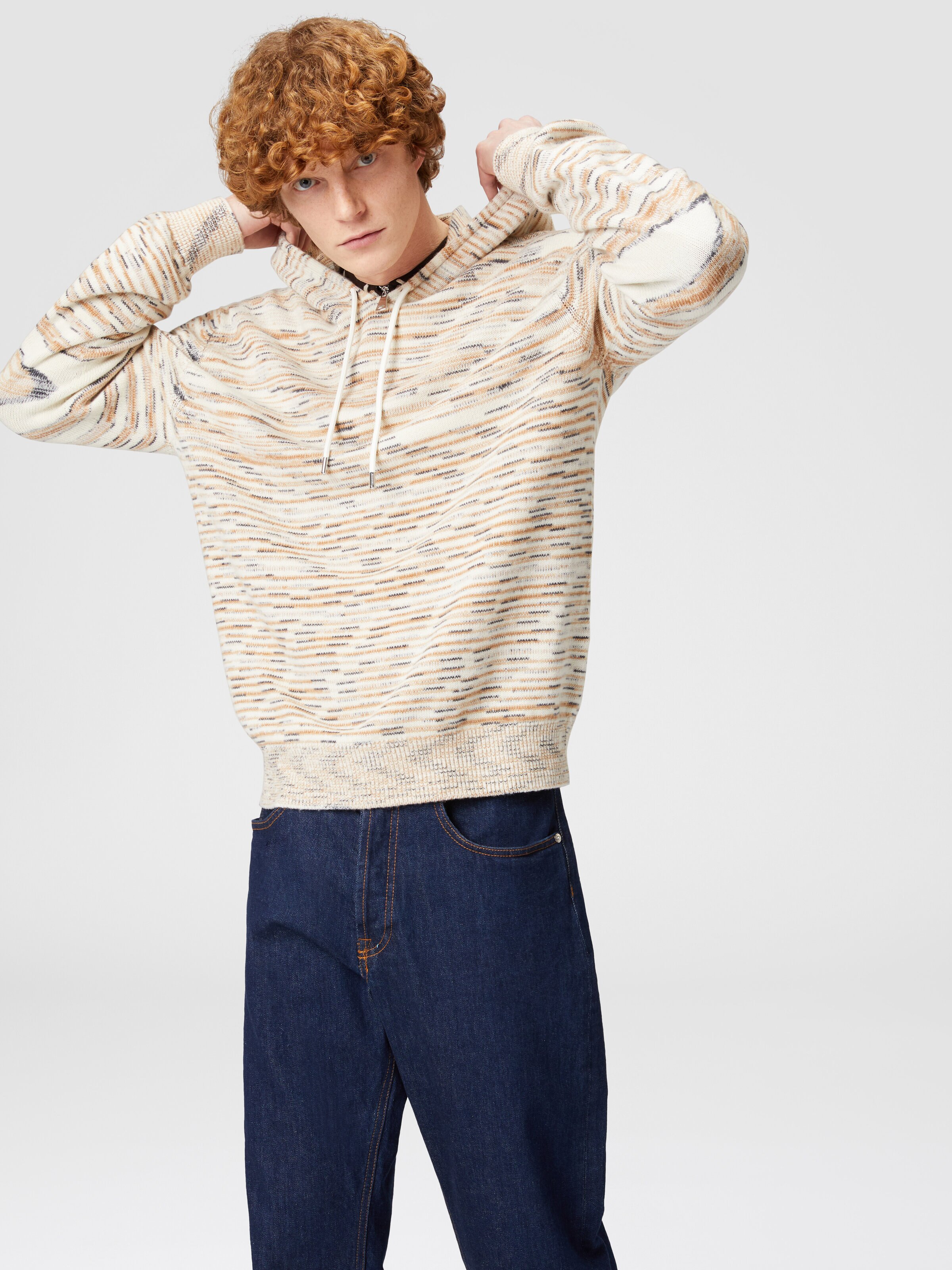 Sudadera con capucha de cachemir Mélange, Beige - 3