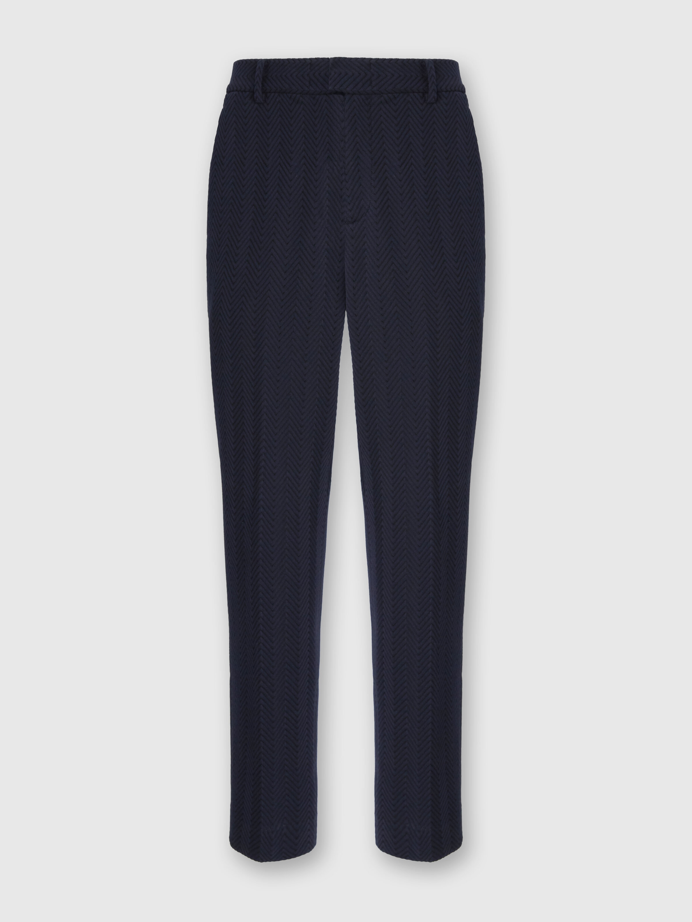 Pantalones rectos con motivo zigzag, Azul Oscuro - 0