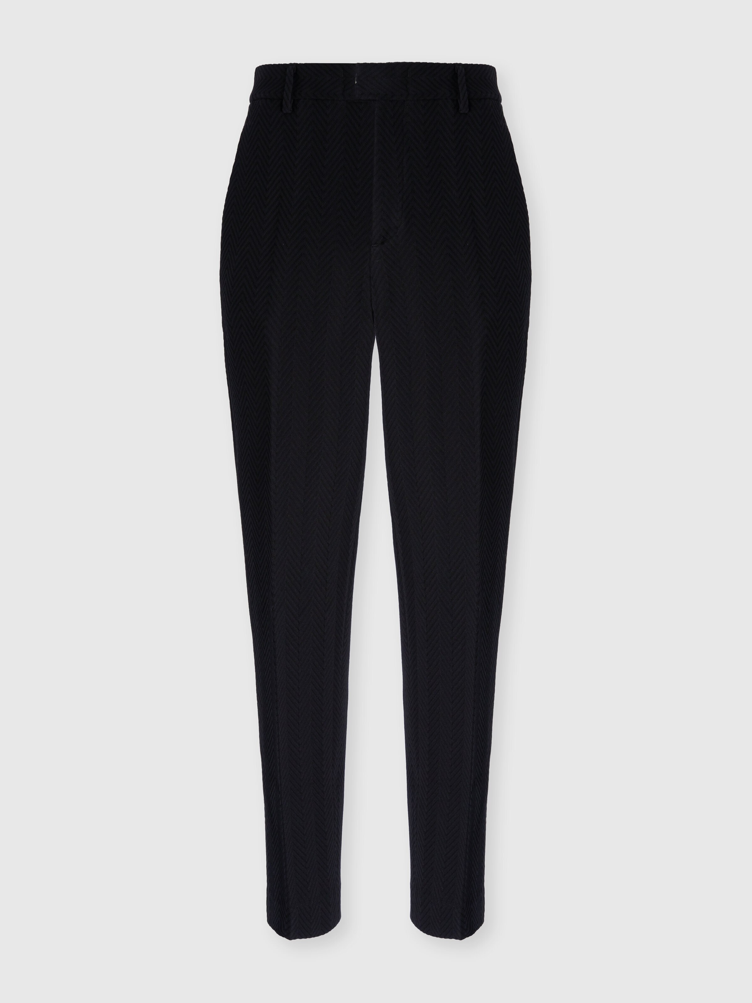 Straight Pants with Zigzag Pattern, Black - 0