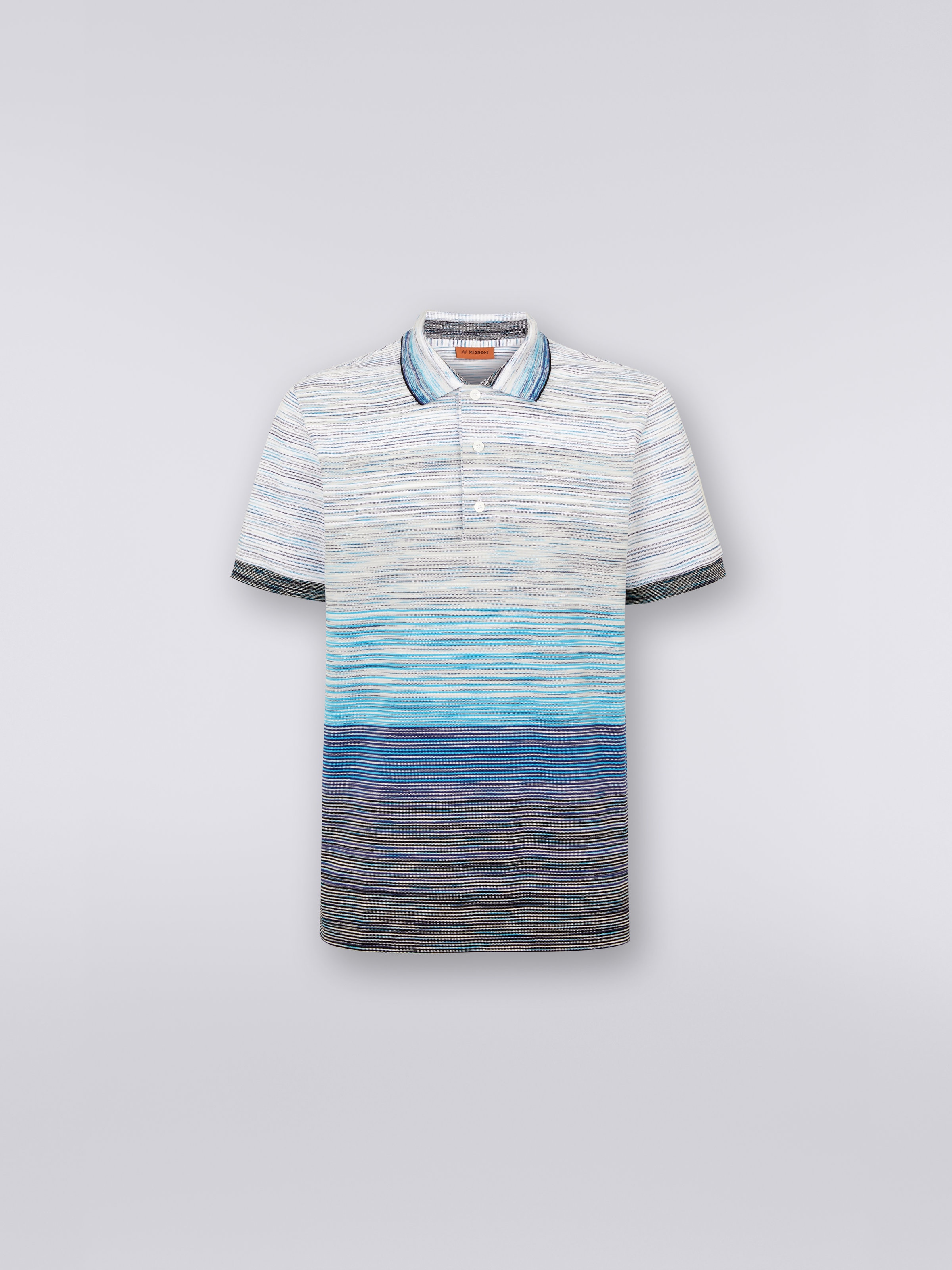 Slub cotton piqué polo shirt, Sky Blue, Light Blue & Blue - 0