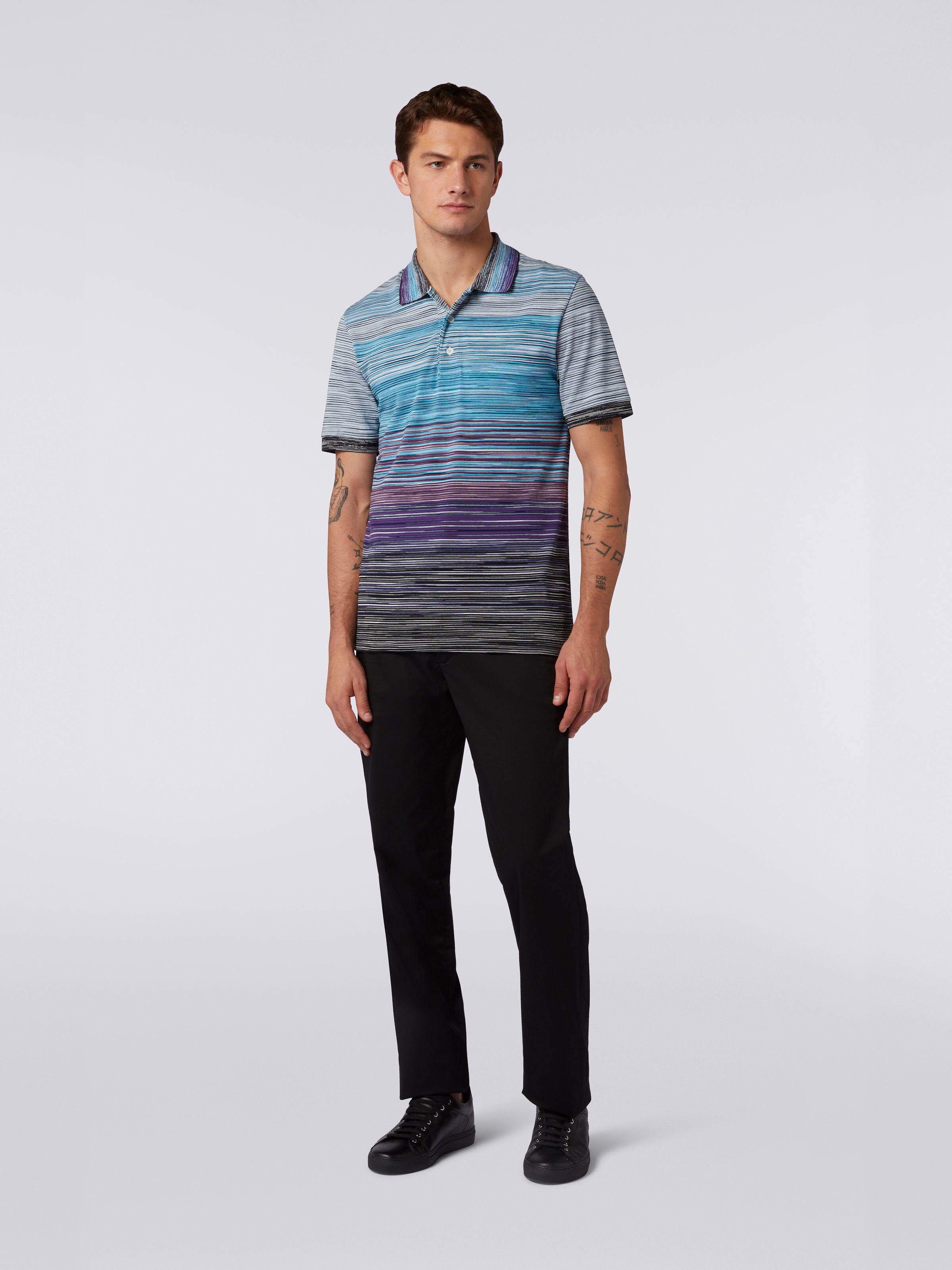 Slub cotton piqué polo shirt, Multicoloured - 1