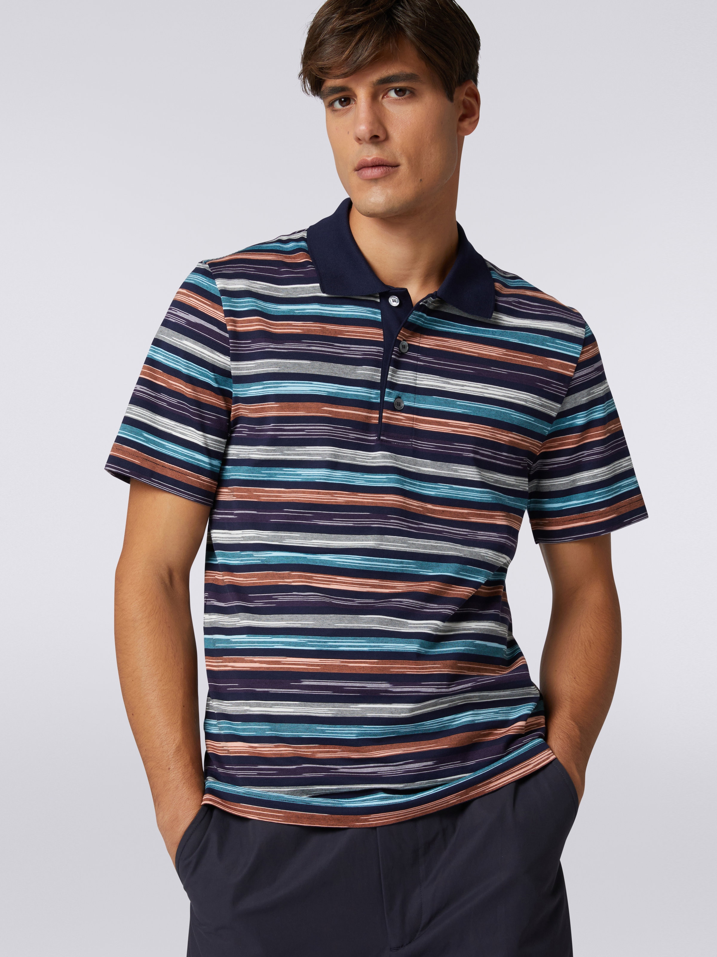 Slub cotton jersey polo shirt, Multicoloured - 4